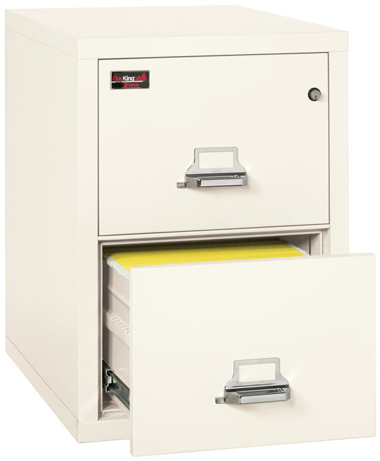 FireKing 2 Hour Fire Resistant File Cabinet - 2 Drawer Letter 31" Depth - Ivory White