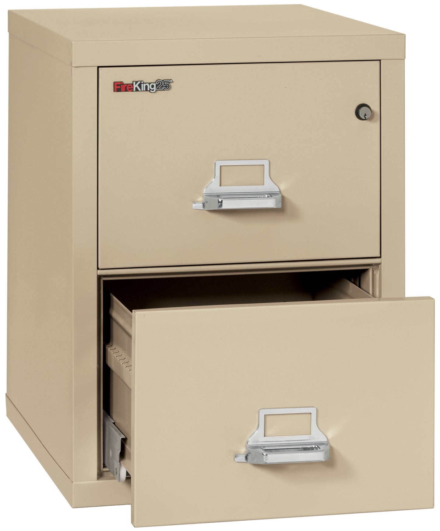 FireKing 1 Hour Fire Resistant File Cabinet - 2 Drawer Legal 25" Depth - Parchment