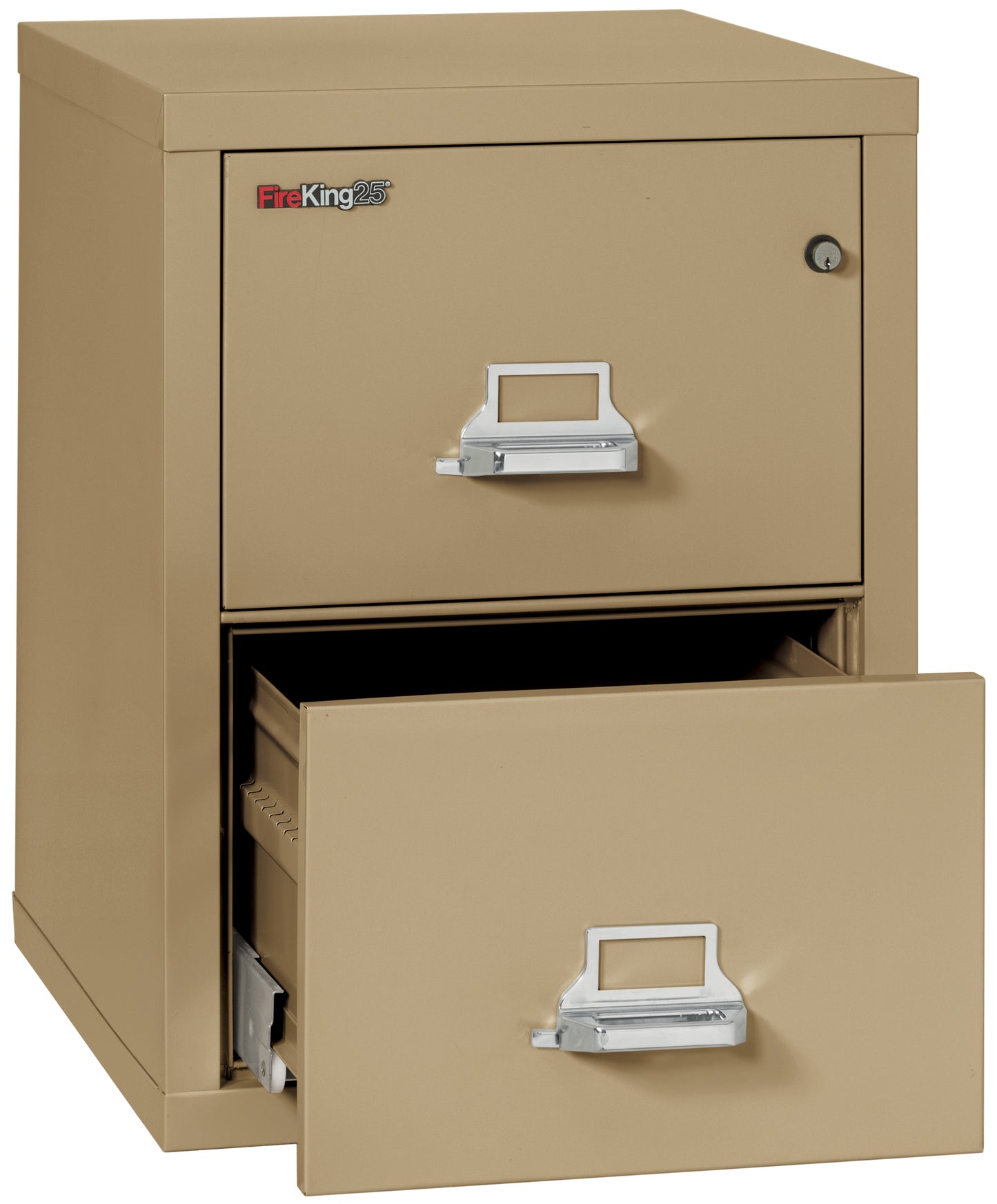 FireKing 1 Hour Fire Resistant File Cabinet - 2 Drawer Legal 25" Depth - Sand