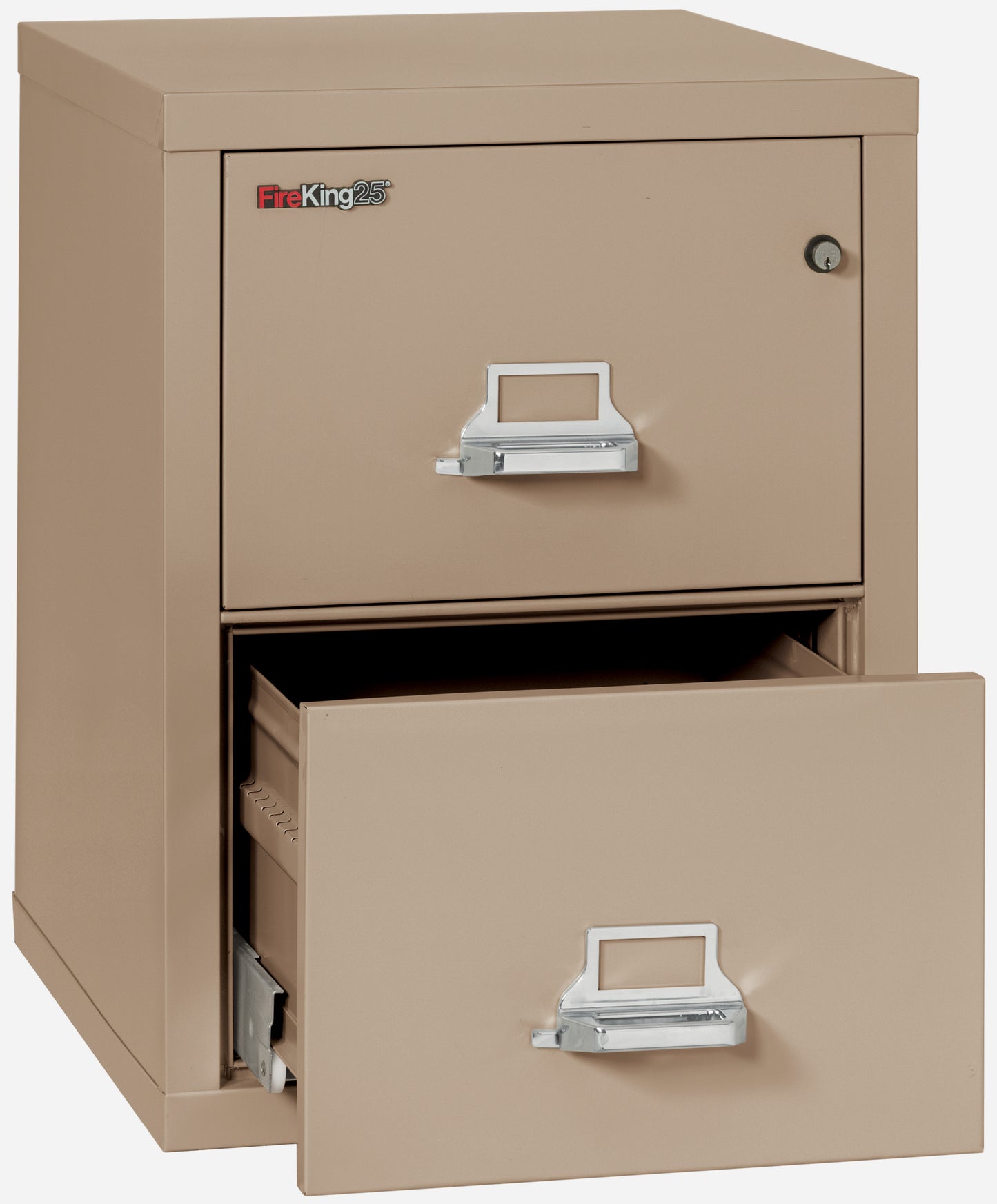 FireKing 1 Hour Fire Resistant File Cabinet - 2 Drawer Legal 25" Depth - Taupe