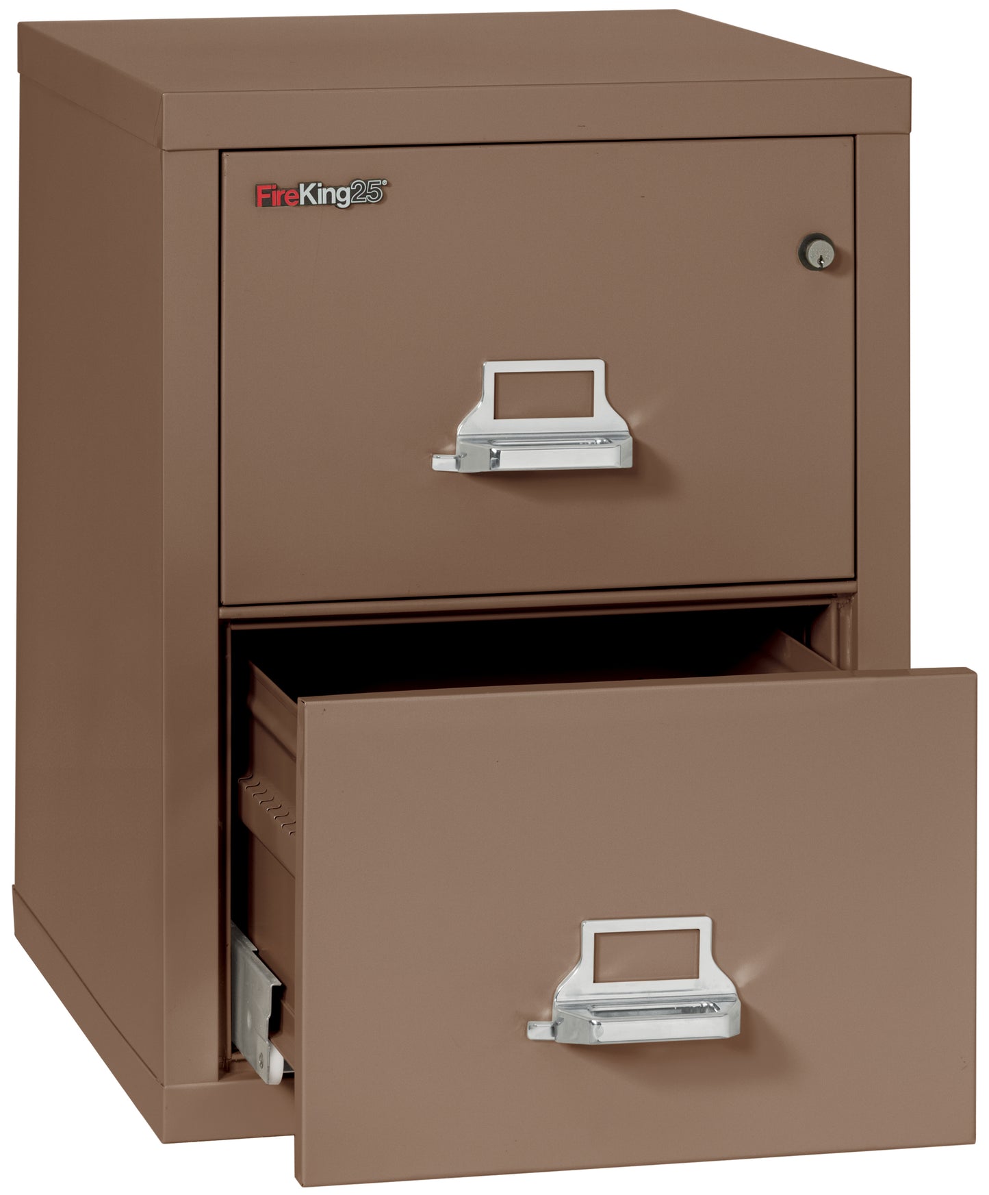 FireKing 1 Hour Fire Resistant File Cabinet - 2 Drawer Legal 25" Depth - Tan