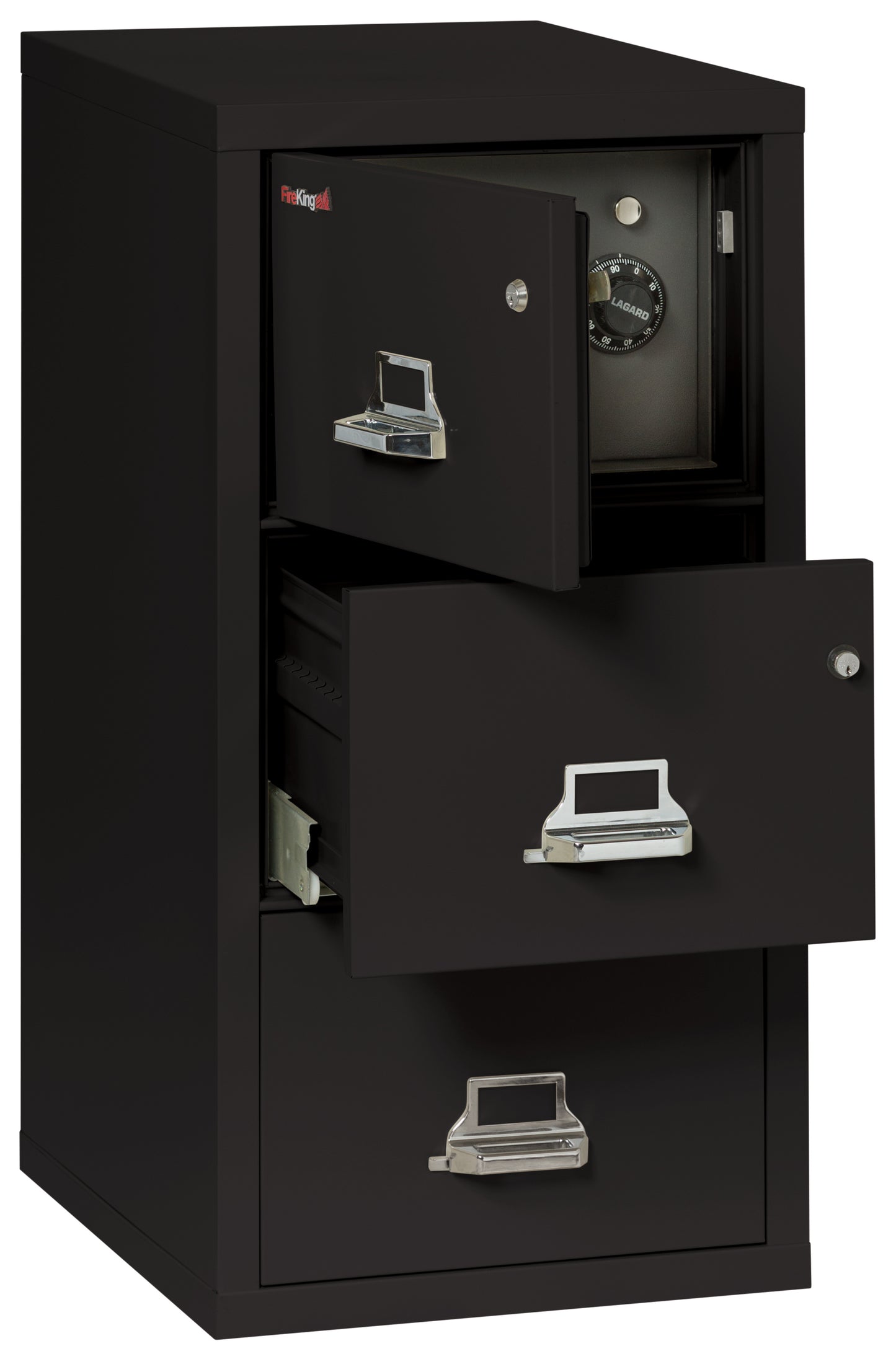 FireKing 1 Hour Fire Resistant File Cabinet - 3 Drawer Legal 31" Depth - Black
