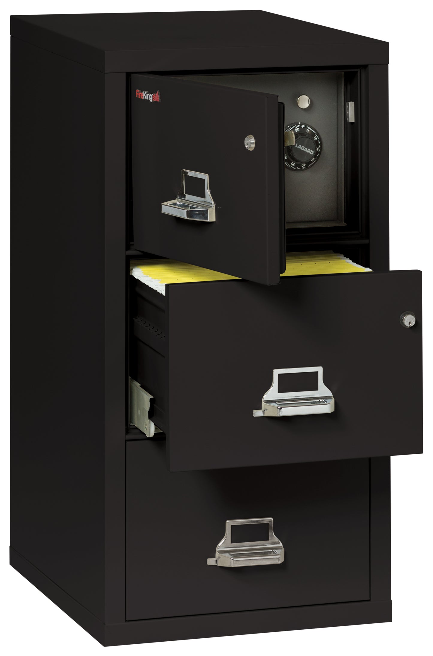 FireKing 3 Drawer Legal Safe-in-a-File Cabinet - Black