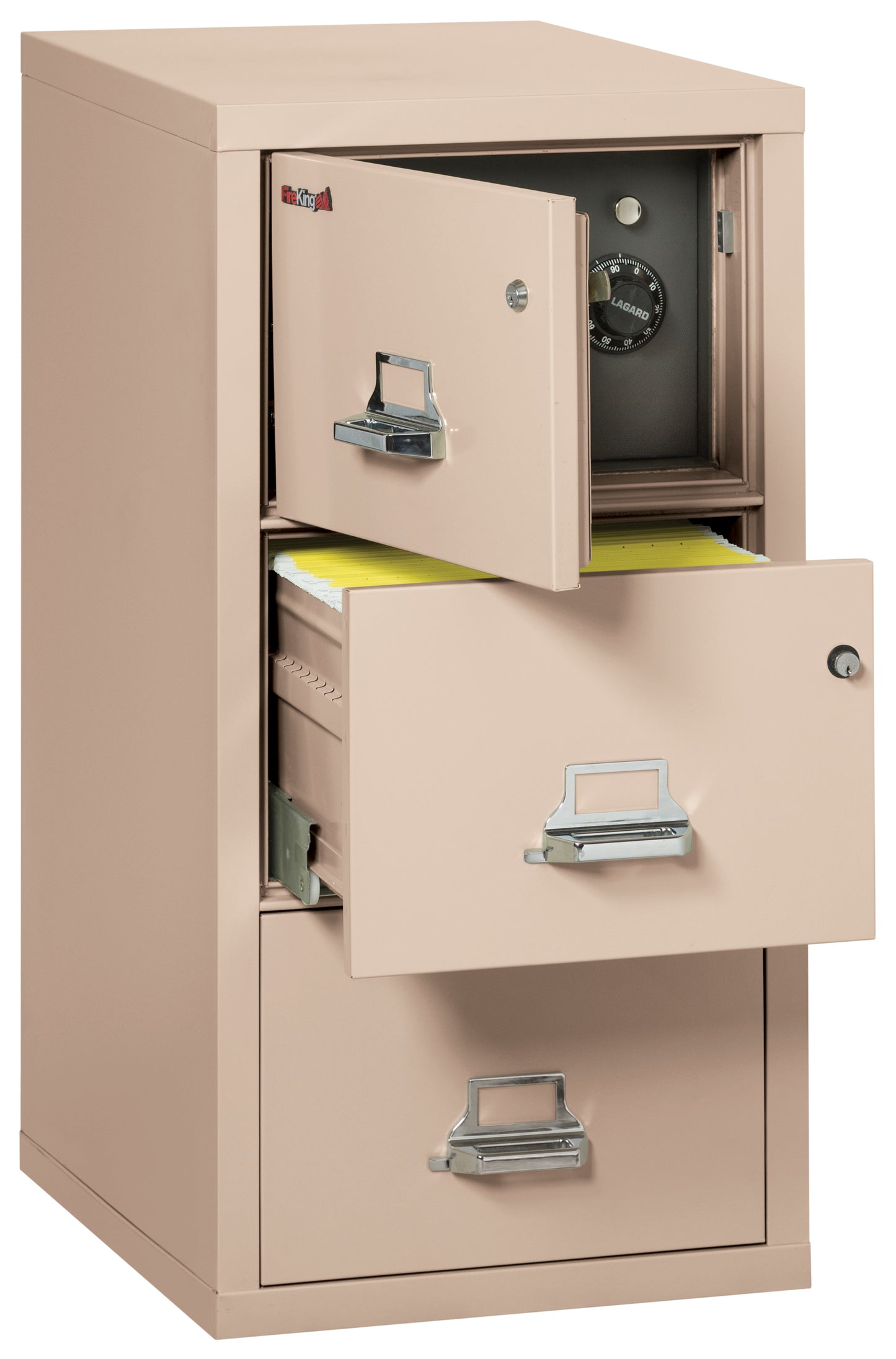 FireKing 3 Drawer Legal Safe-in-a-File Cabinet - Champagne
