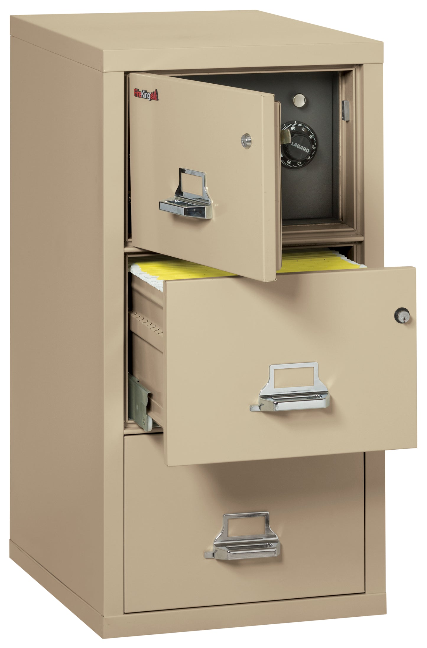 FireKing 3 Drawer Legal Safe-in-a-File Cabinet - Parchment