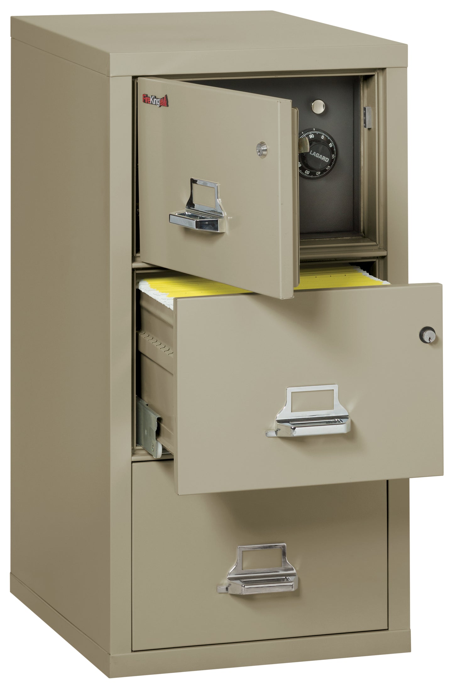 FireKing 3 Drawer Legal Safe-in-a-File Cabinet - Pewter
