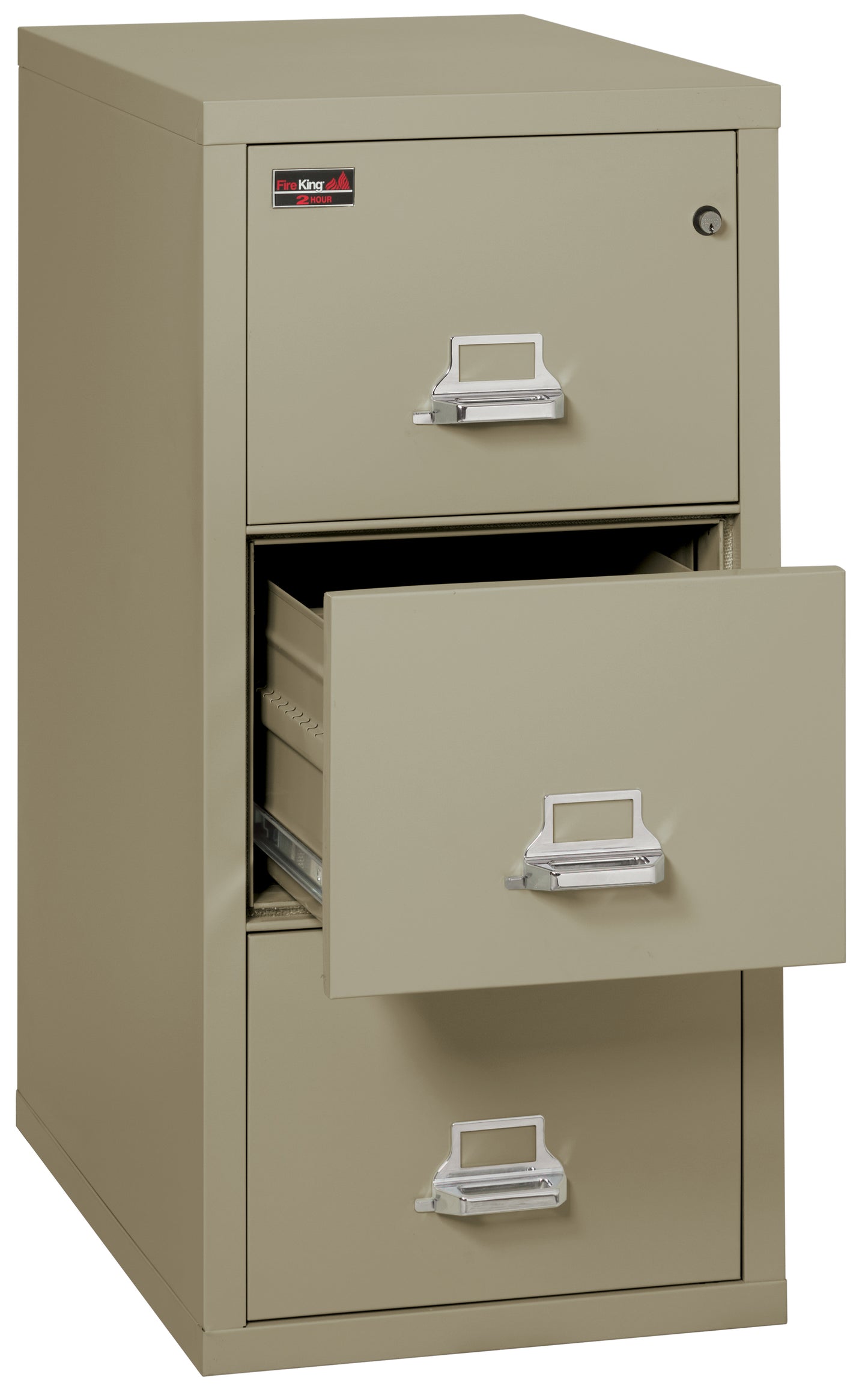 FireKing 2 Hour Fire Resistant File Cabinet - 3 Drawer Legal 32" Depth - Pewter