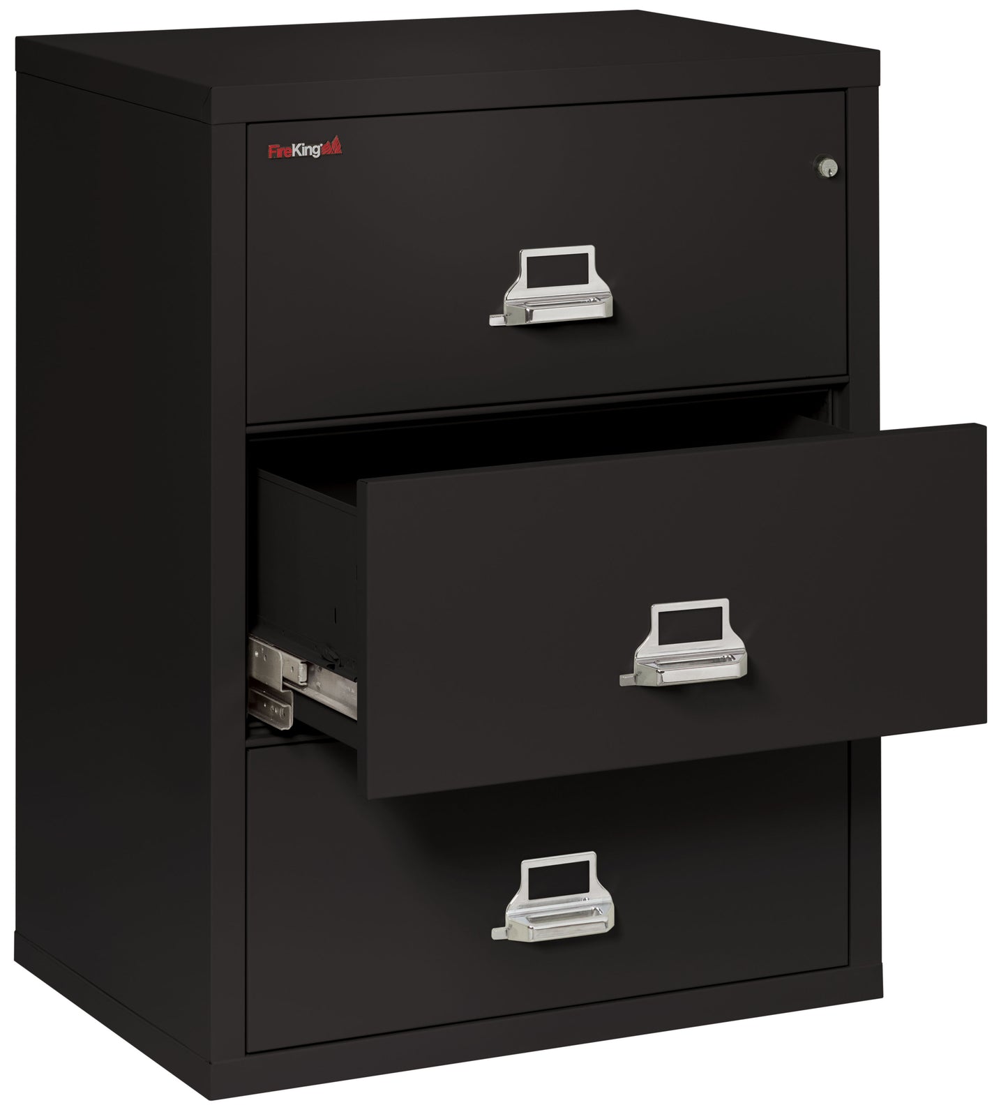 FireKing Fire Resistant File Cabinet - 3 Drawer Lateral 31" Wide - Black
