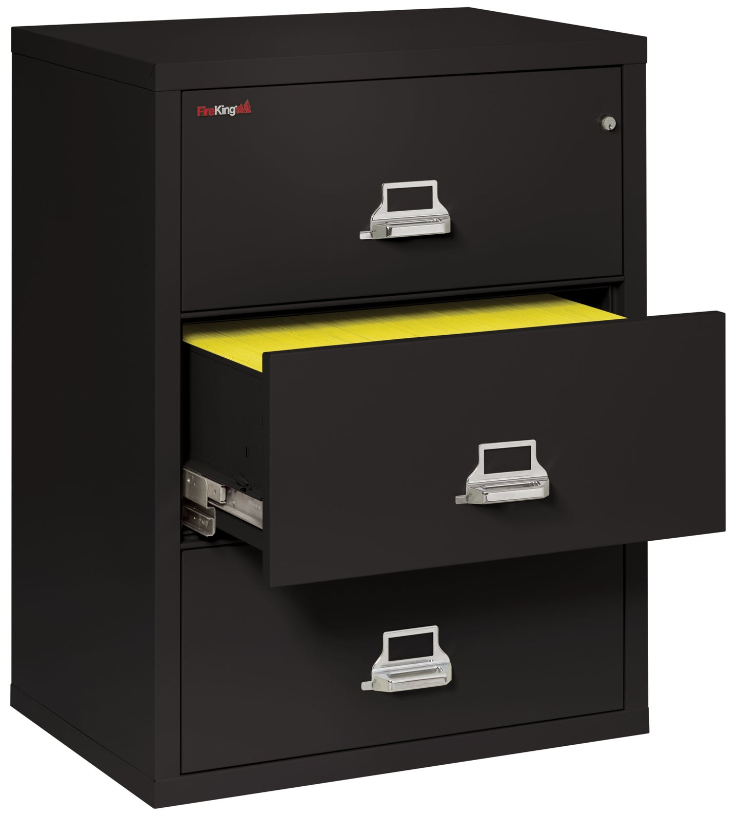 FireKing Fire Resistant File Cabinet - 3 Drawer Lateral 31" Wide - Black
