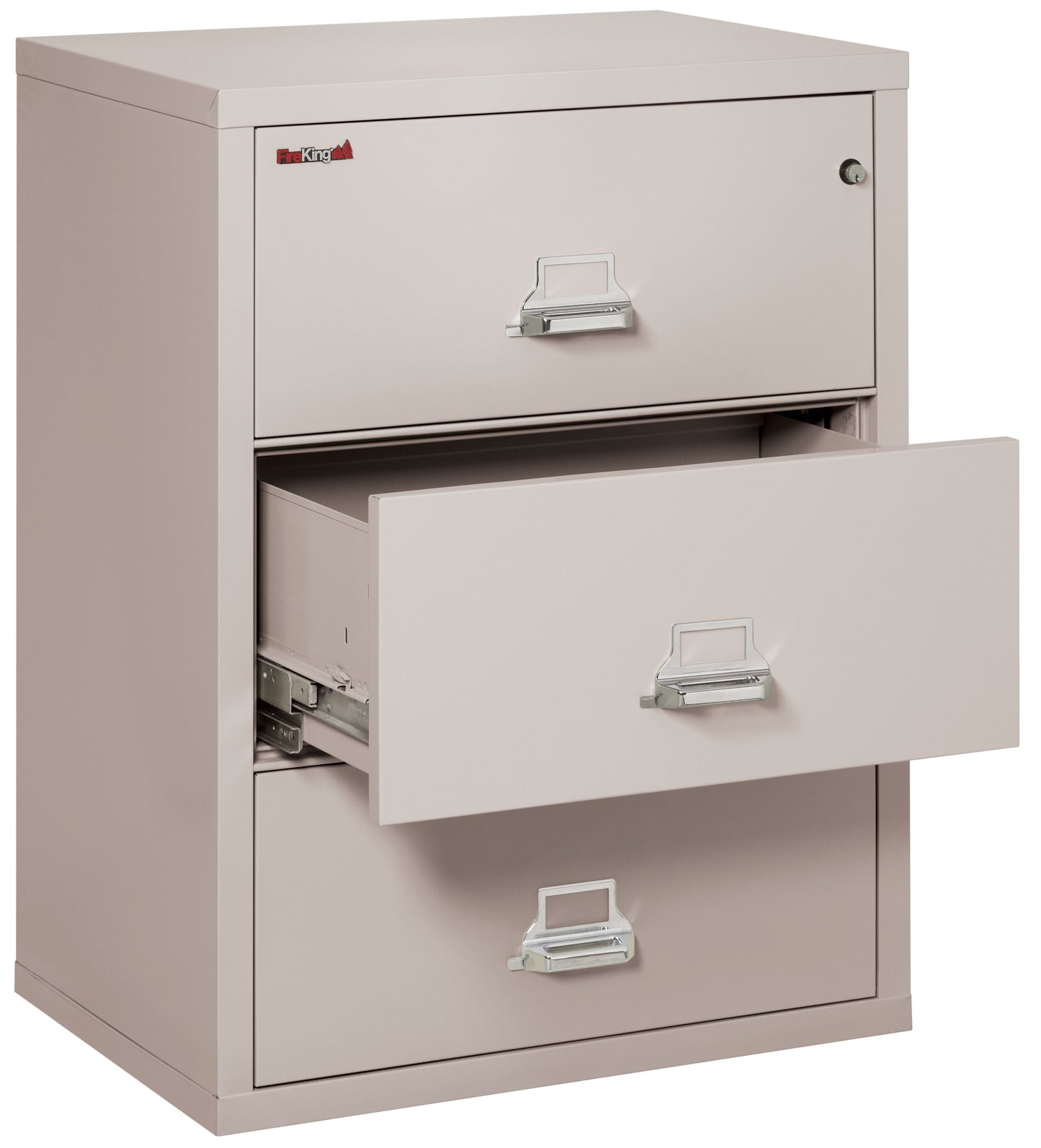FireKing Fire Resistant File Cabinet - 3 Drawer Lateral 31" Wide - Platinum