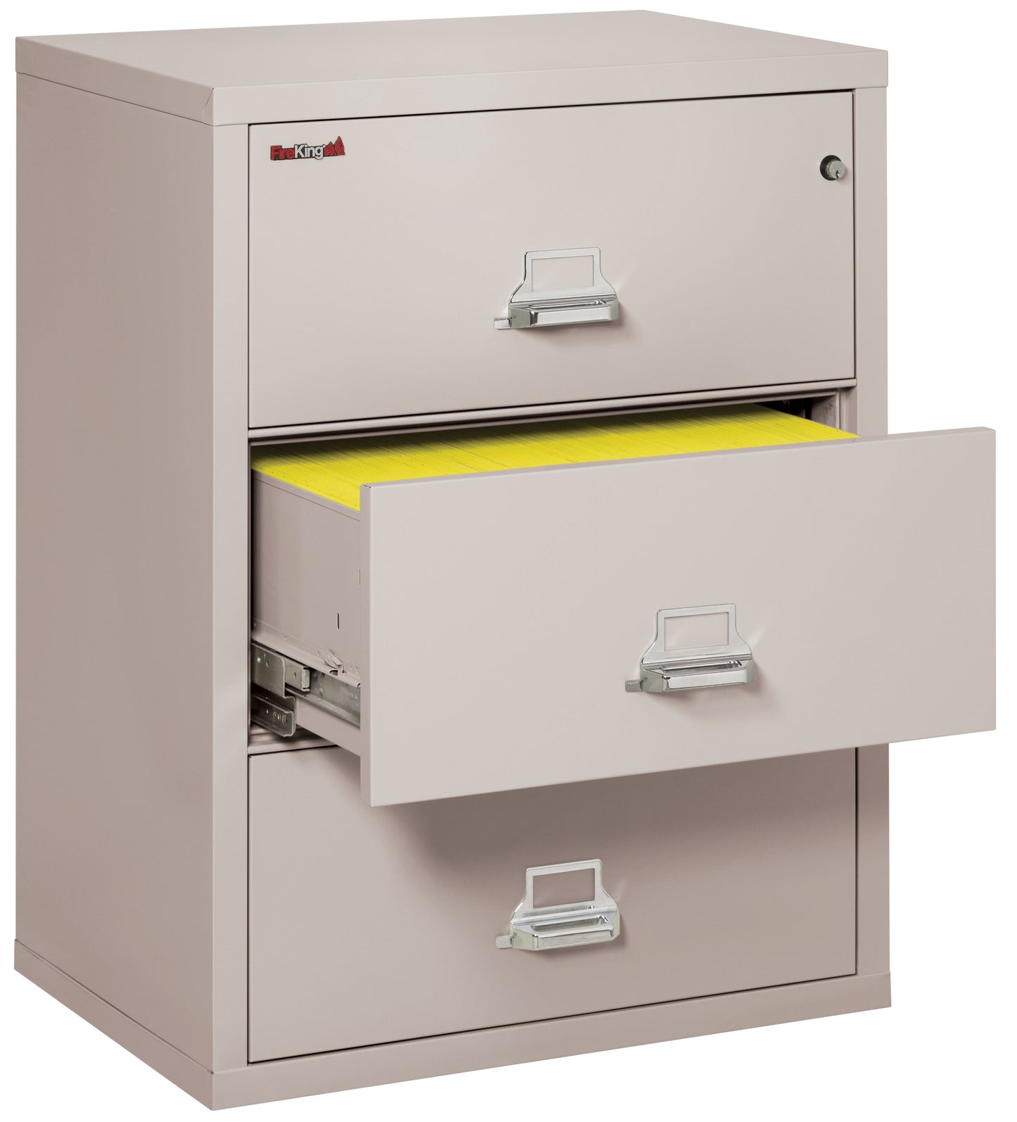 FireKing Fire Resistant File Cabinet - 3 Drawer Lateral 31" Wide - Platinum