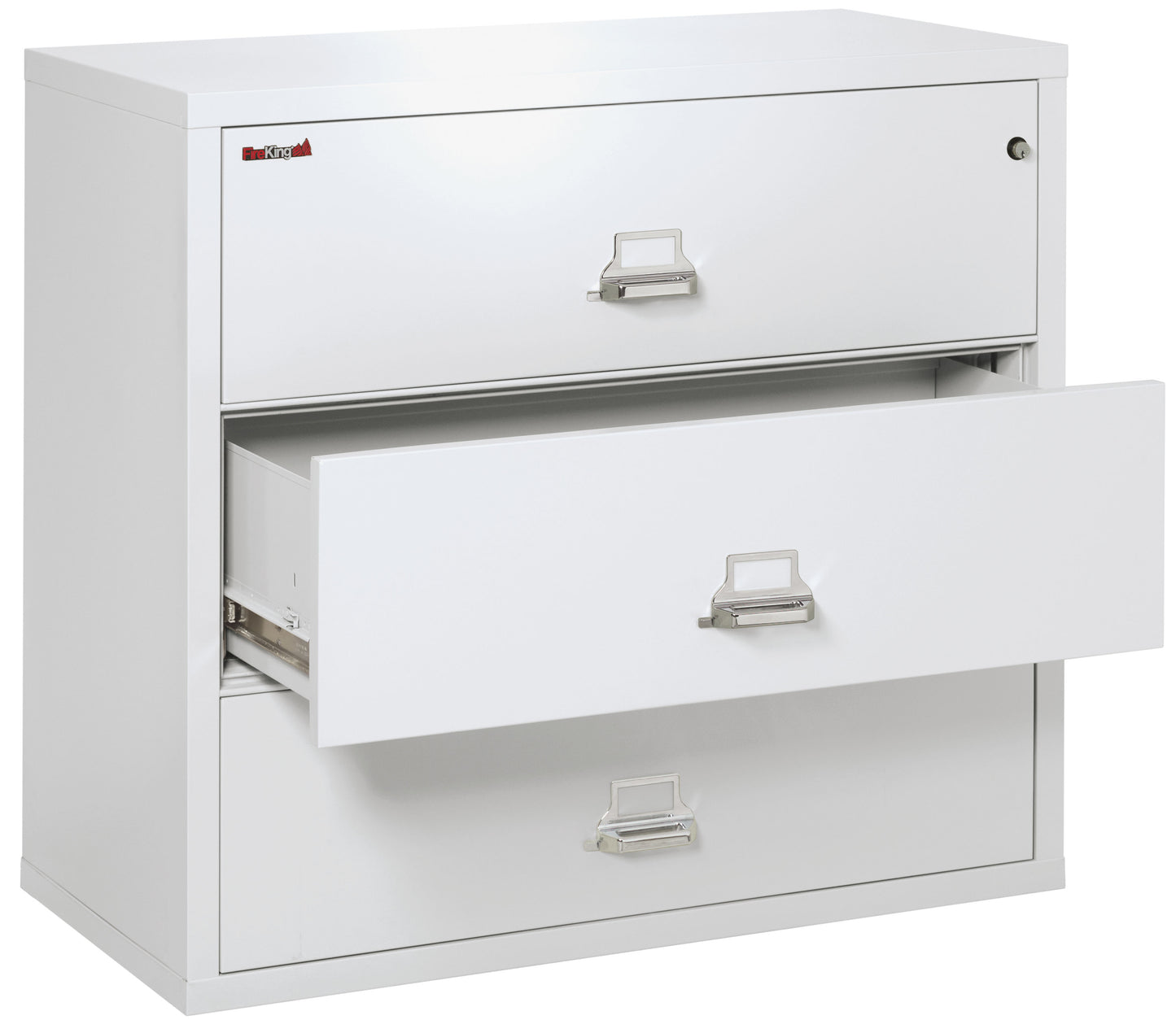 FireKing Fire Resistant File Cabinet - 3 Drawer Lateral 44" Wide - Arctic White