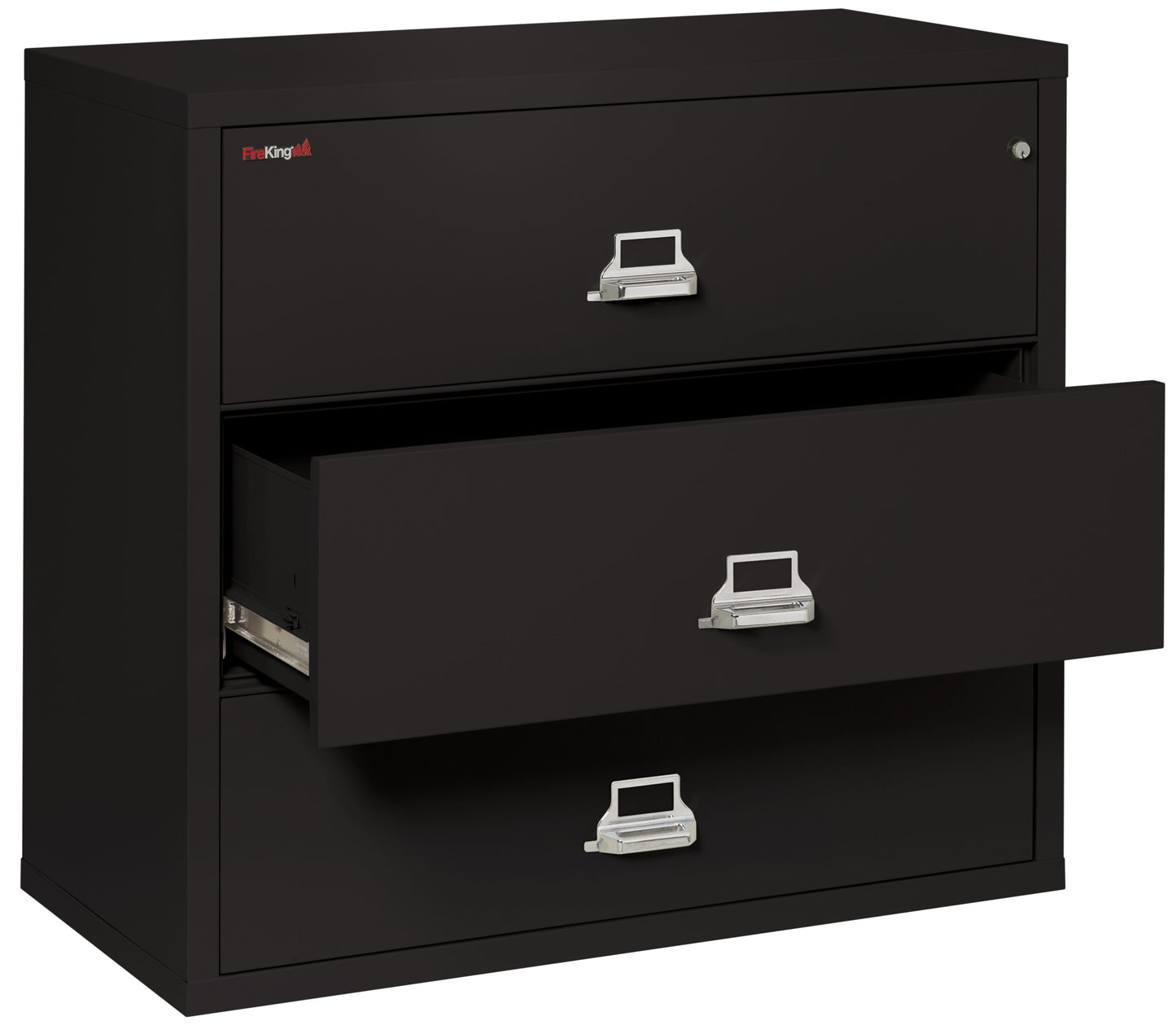 FireKing Fire Resistant File Cabinet - 3 Drawer Lateral 44" Wide - Black