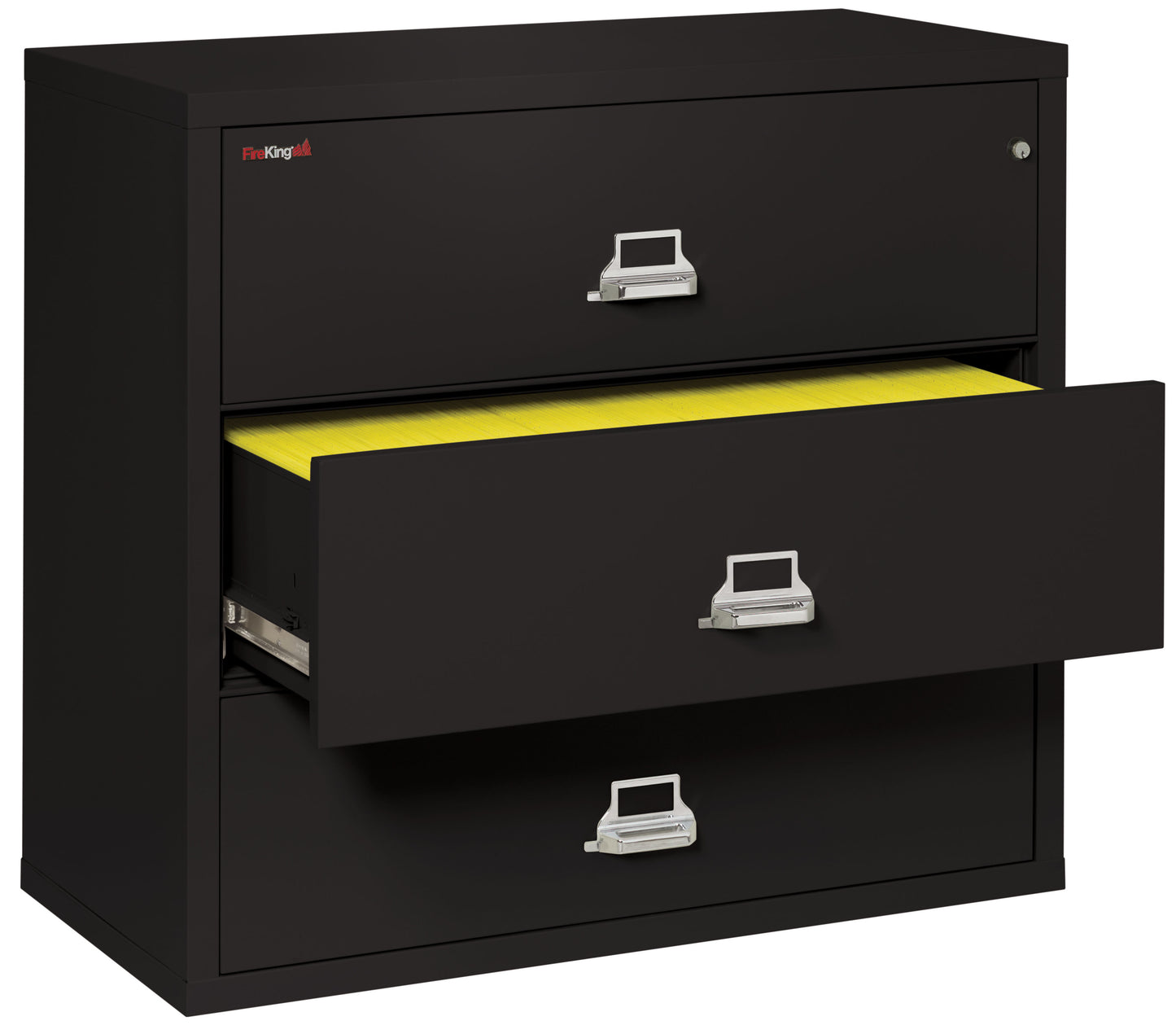 FireKing Fire Resistant File Cabinet - 3 Drawer Lateral 44" Wide - Black