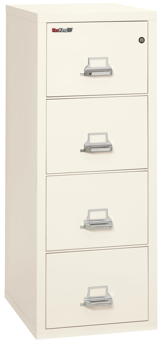 FireKing 1 Hour Fire Resistant File Cabinet - 4 Drawer Letter 25" Depth - Ivory White