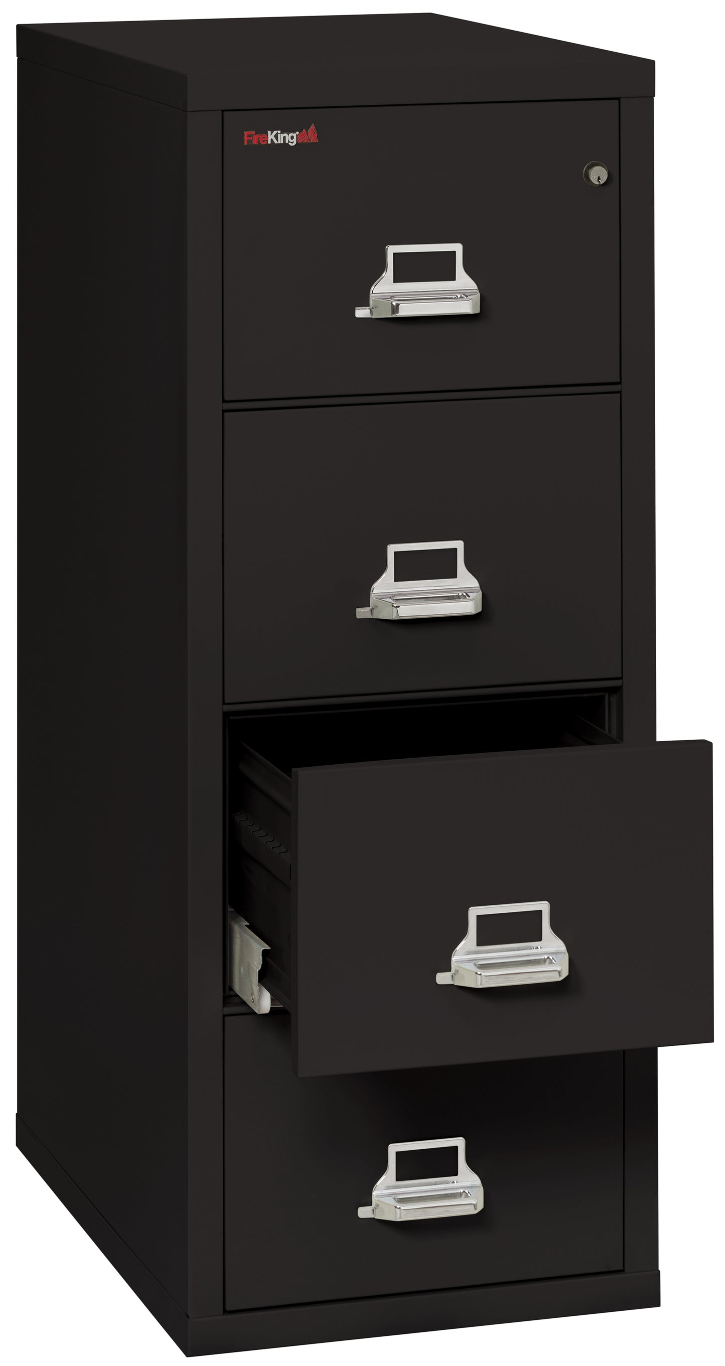 FireKing 1 Hour Fire Resistant File Cabinet - 4 Drawer Letter 31" Depth - Black