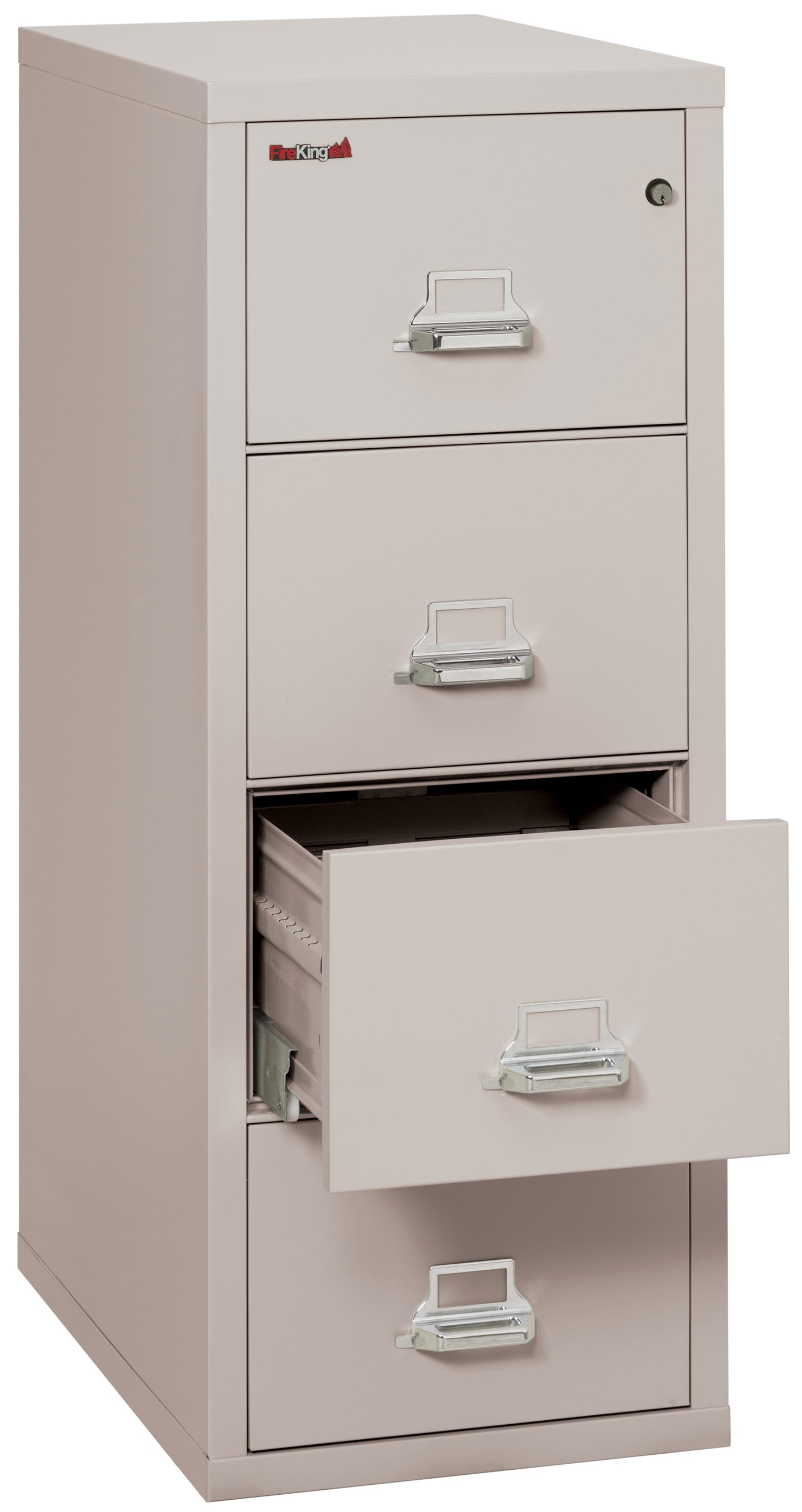FireKing 1 Hour Fire Resistant File Cabinet - 4 Drawer Letter 31" Depth - Platinum