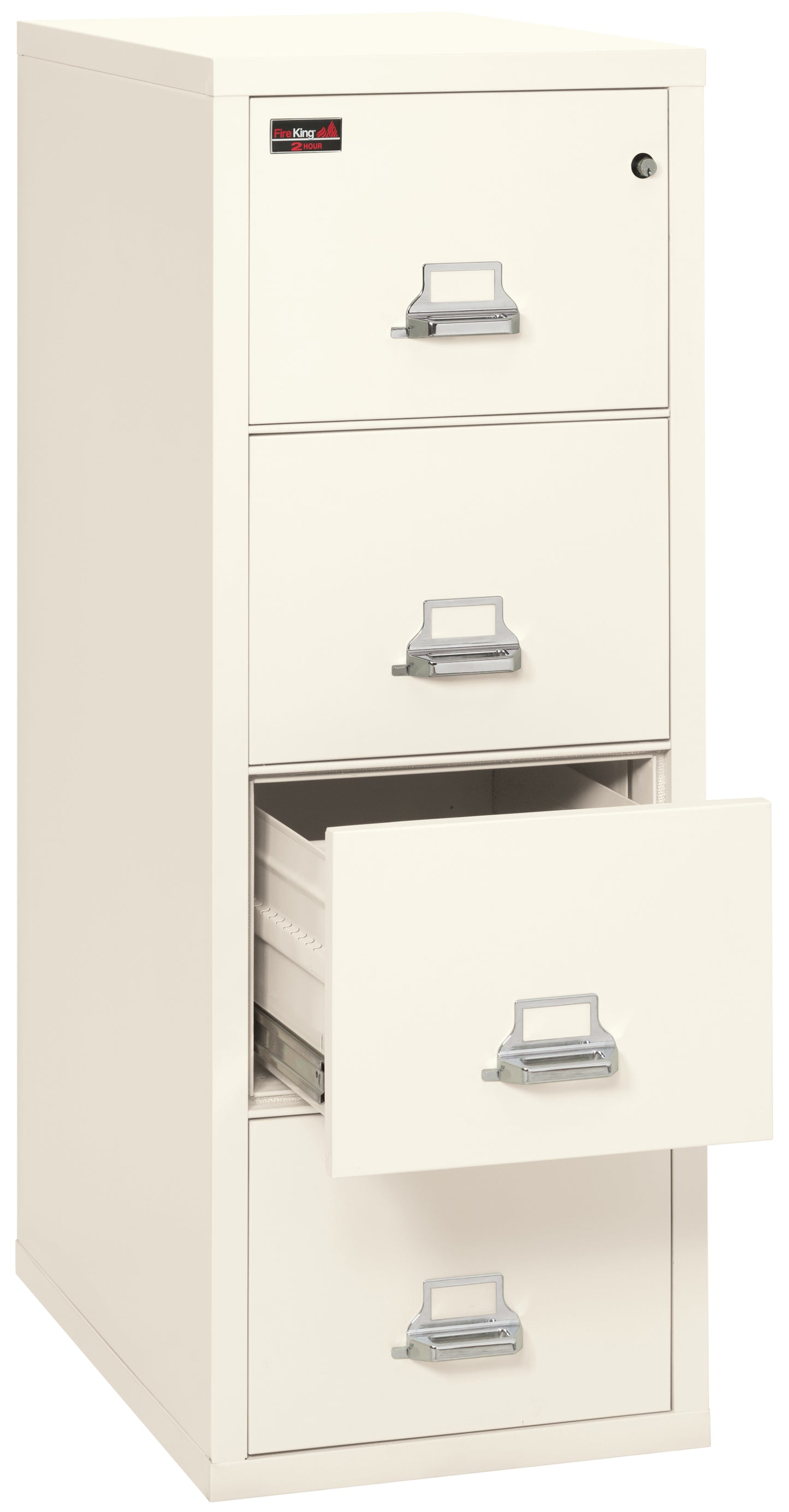 FireKing 2 Hour Fire Resistant File Cabinet - 4 Drawer Letter 31" Depth - Ivory White