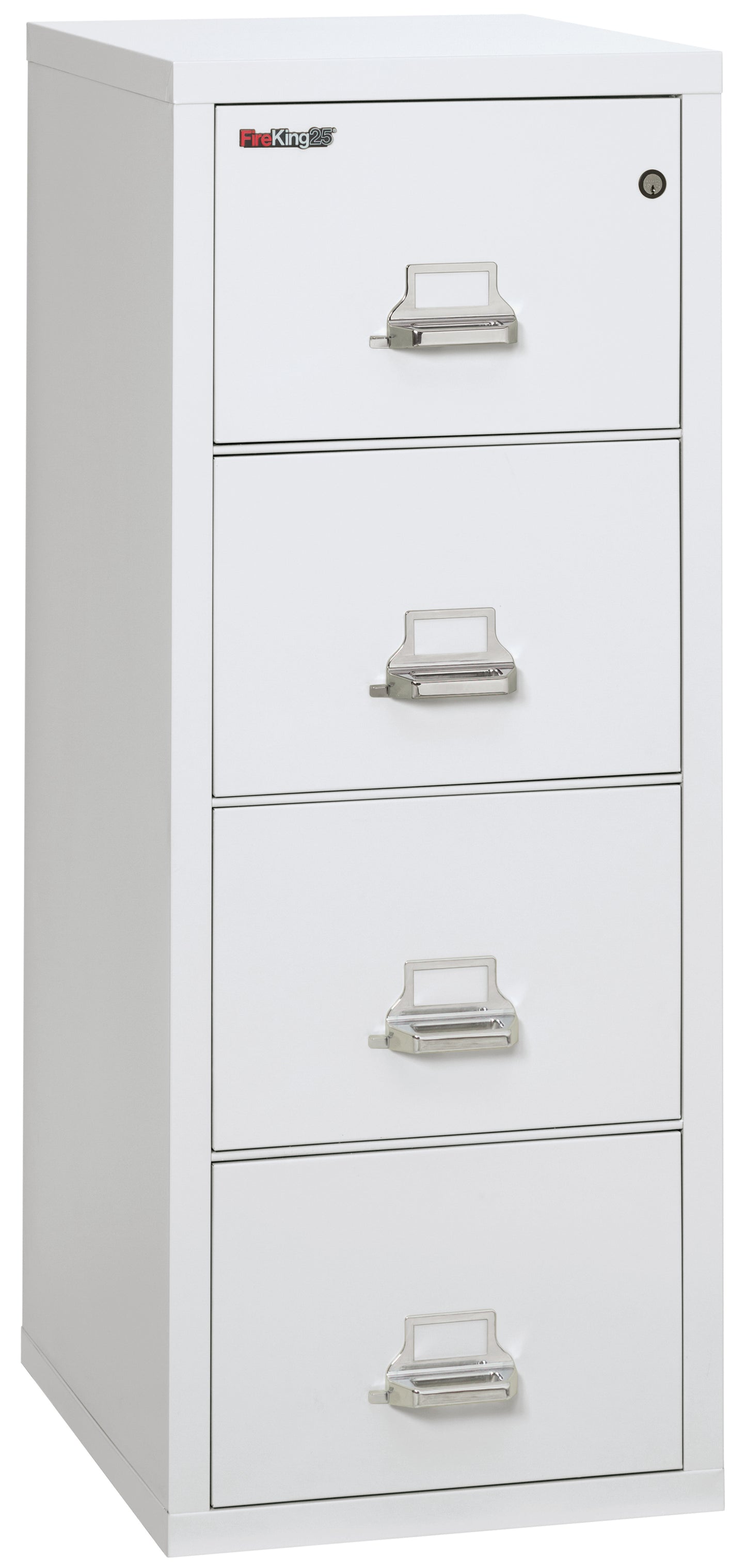 FireKing 1 Hour Fire Resistant File Cabinet - 4 Drawer Legal 25" Depth - Arctic White