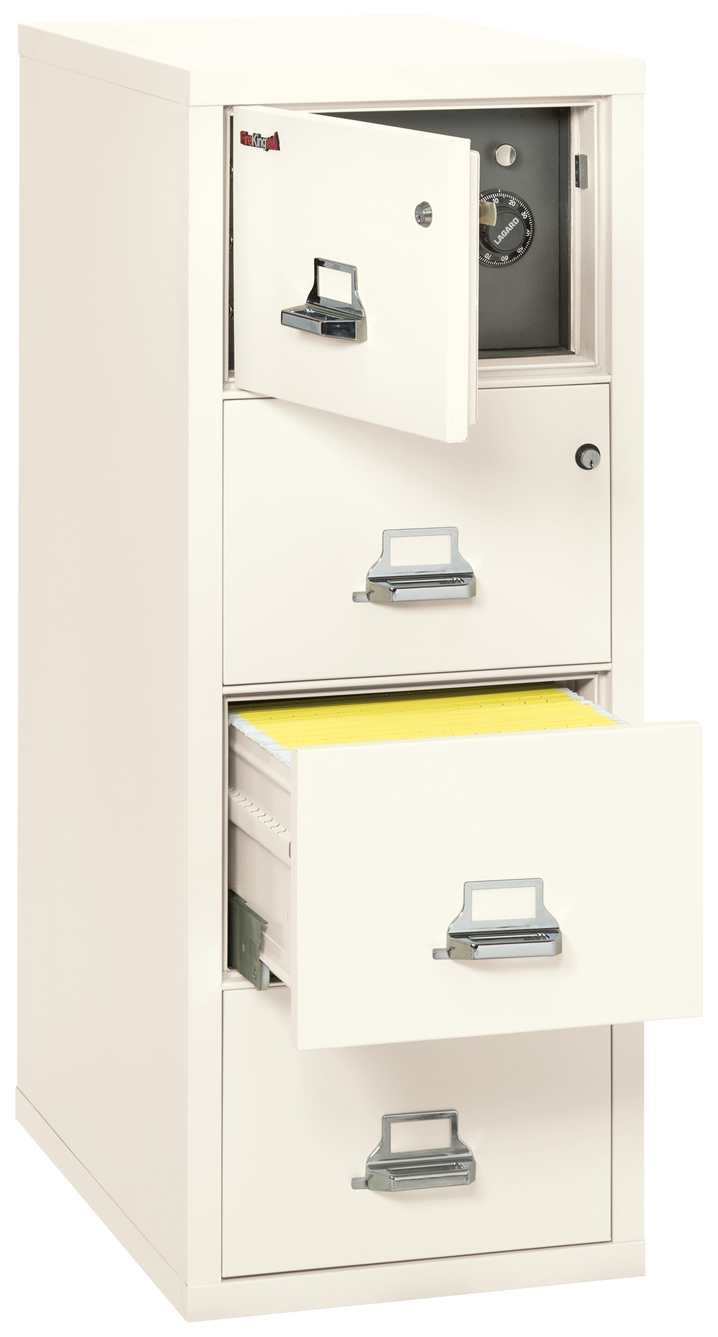 FireKing 4 Drawer Legal Safe-in-a-File Cabinet - Ivory White