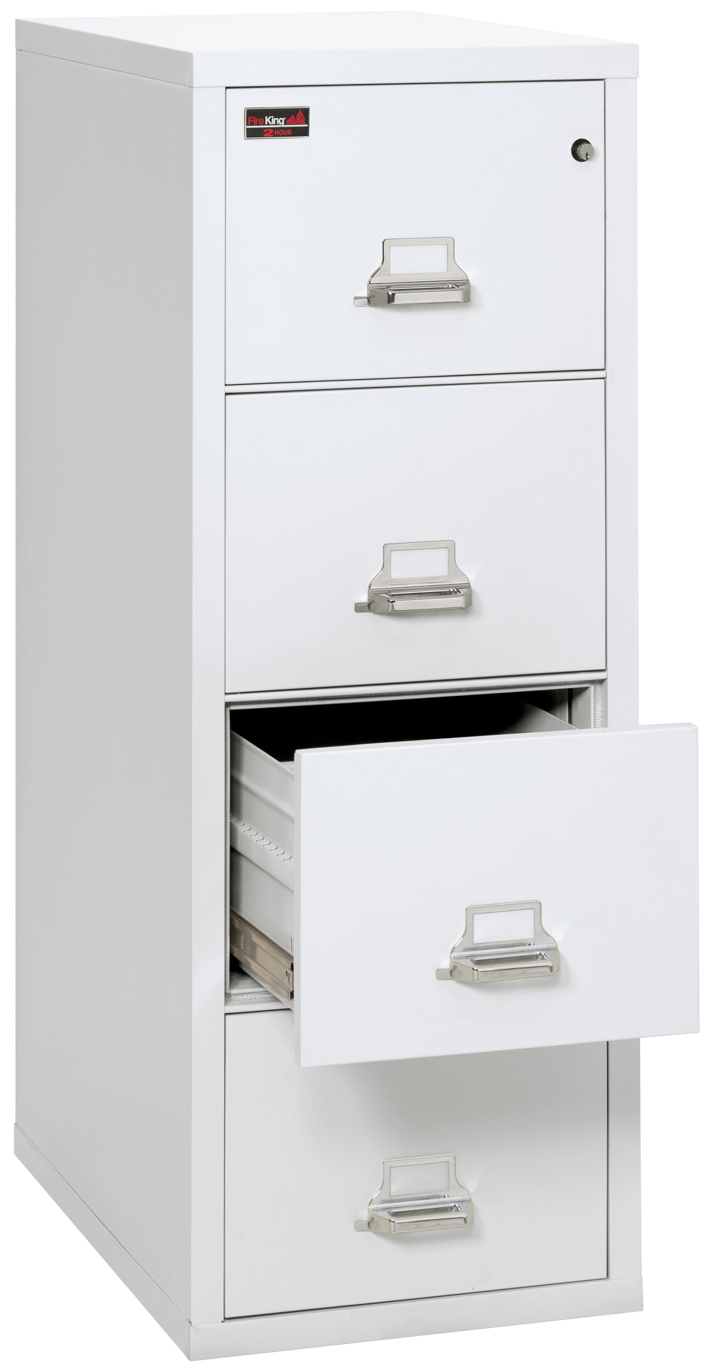FireKing 2 Hour Fire Resistant File Cabinet - 4 Drawer Legal 32" Depth - Arctic White