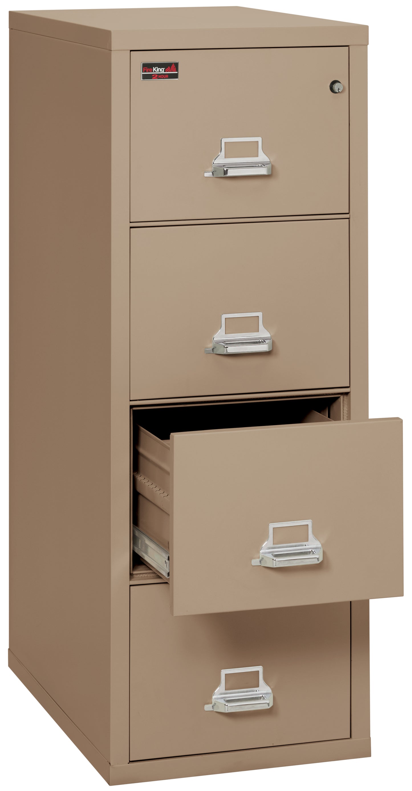 FireKing 2 Hour Fire Resistant File Cabinet - 4 Drawer Legal 32" Depth - Taupe