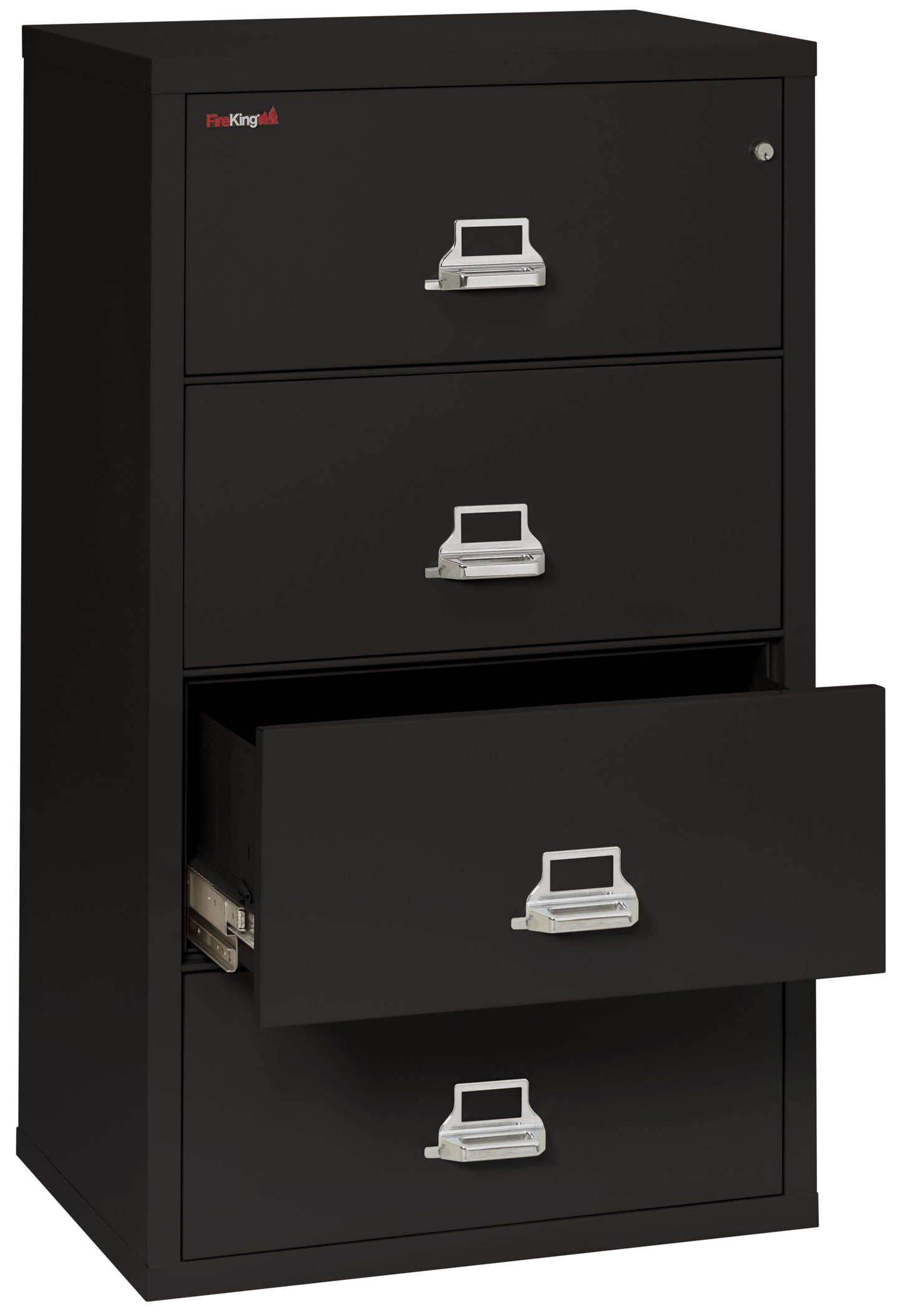 FireKing Fire Resistant File Cabinet - 4 Drawer Lateral 31" Wide - Black