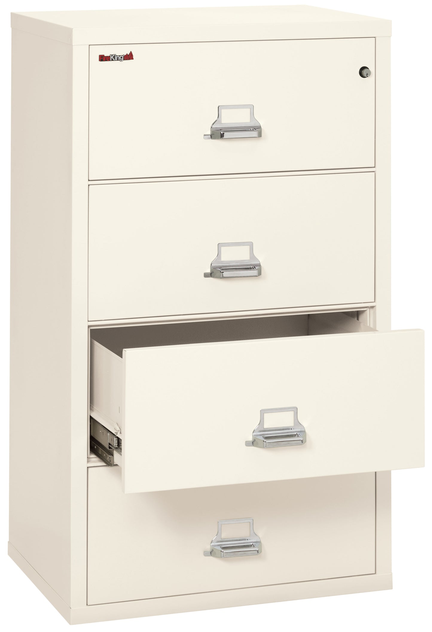 FireKing Fire Resistant File Cabinet - 4 Drawer Lateral 31" Wide - Ivory White