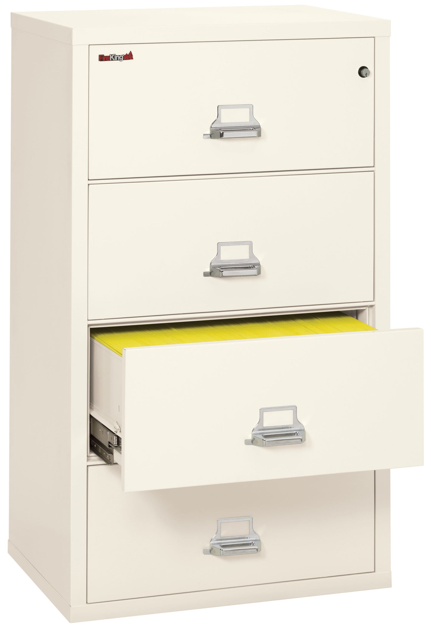 FireKing Fire Resistant File Cabinet - 4 Drawer Lateral 31" Wide - Ivory White
