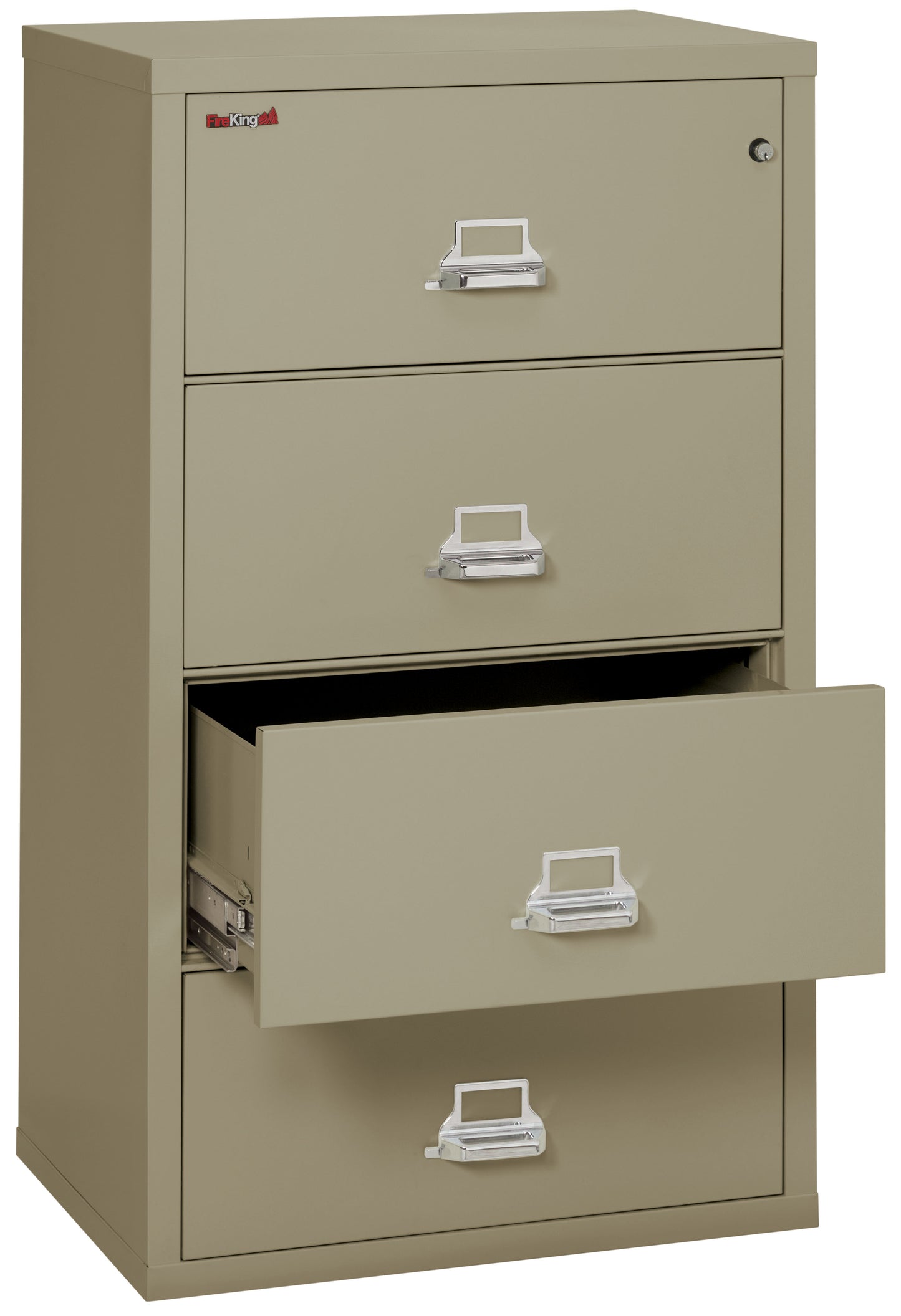 FireKing Fire Resistant File Cabinet - 4 Drawer Lateral 31" Wide - Pewter