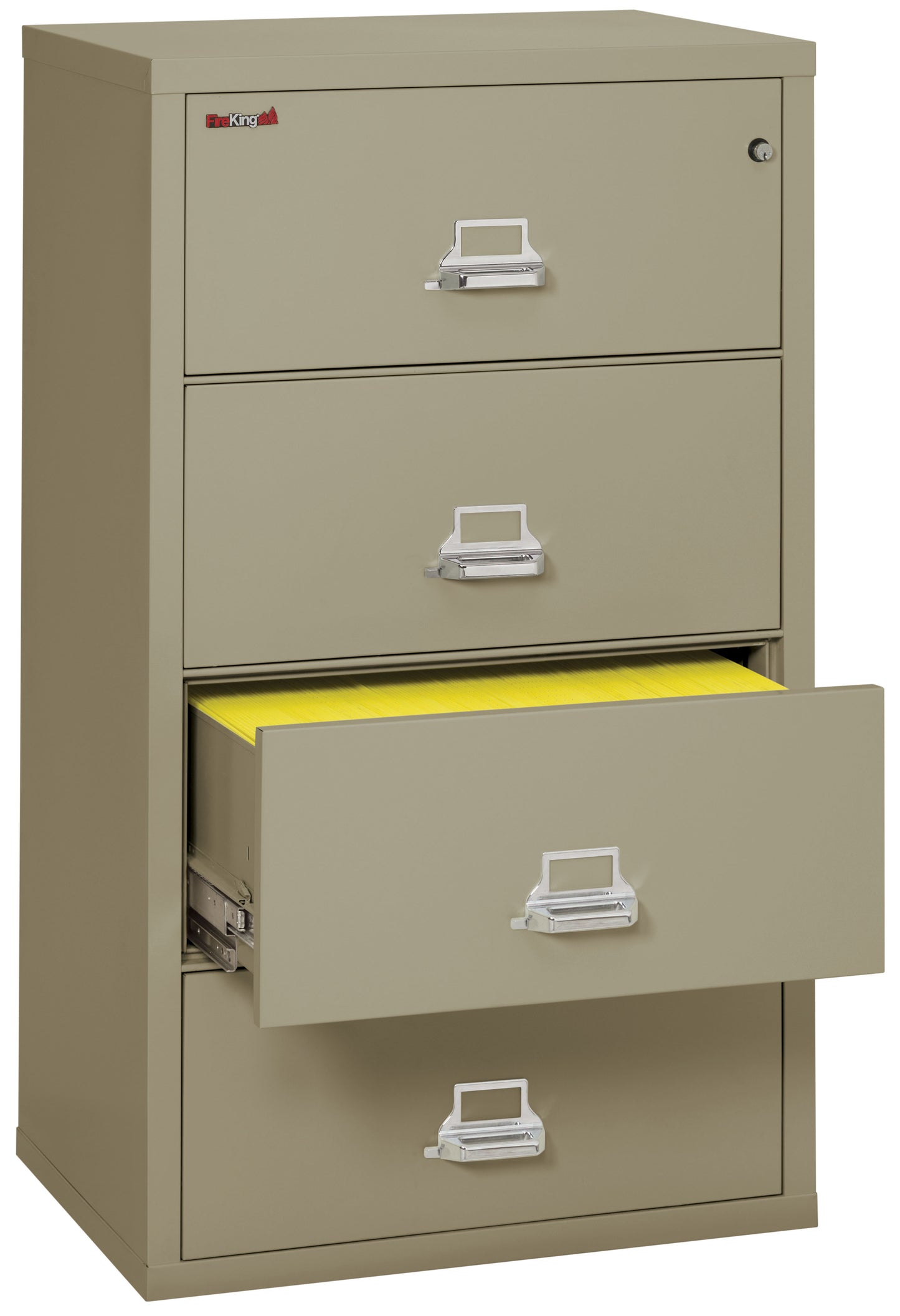 FireKing Fire Resistant File Cabinet - 4 Drawer Lateral 31" Wide - Pewter