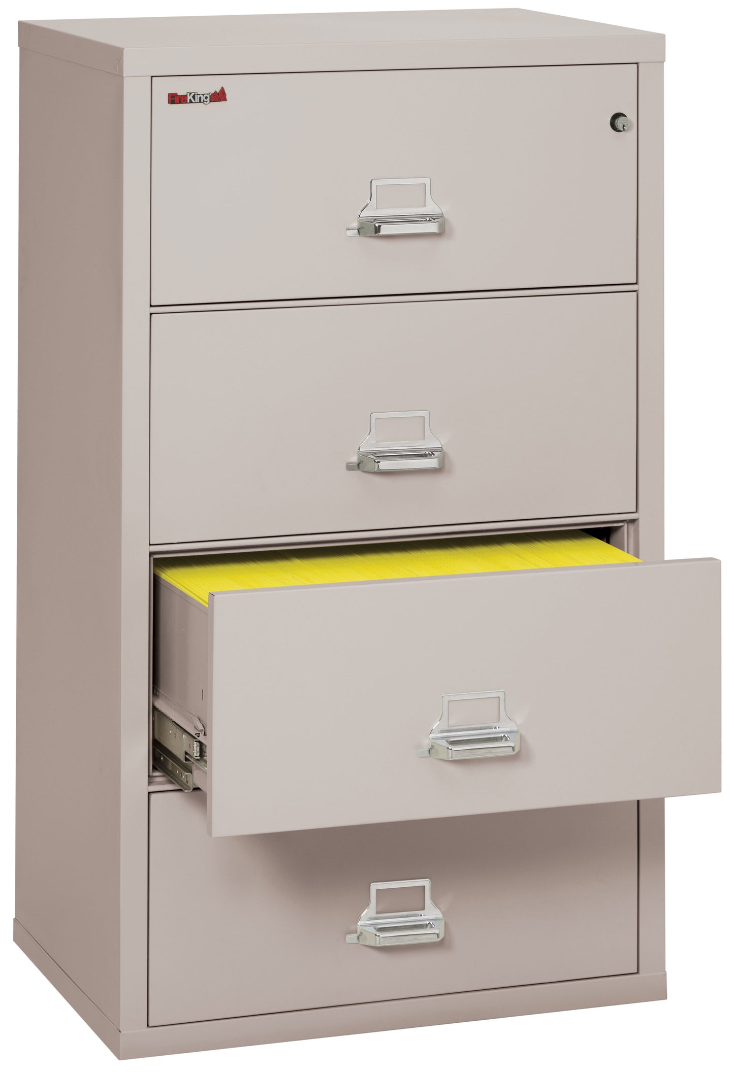 FireKing Fire Resistant File Cabinet - 4 Drawer Lateral 31" Wide - Platinum