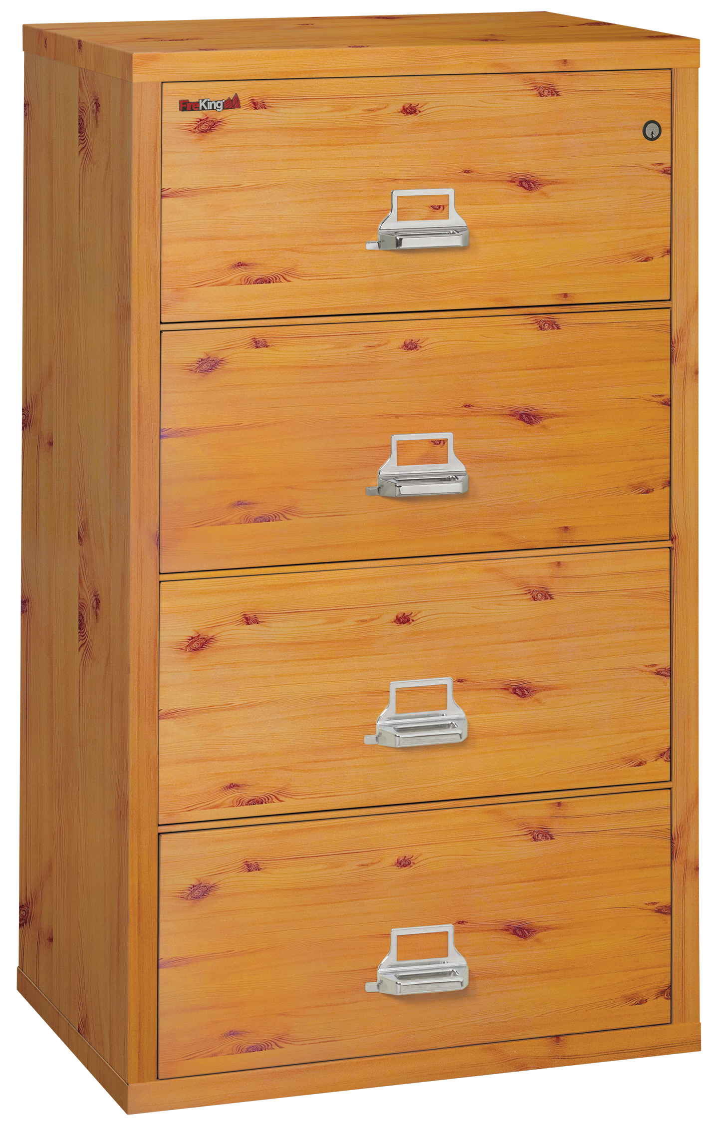 FireKing Fire Resistant File Cabinet - 4 Drawer Lateral 31" Wide - Knotty Pine