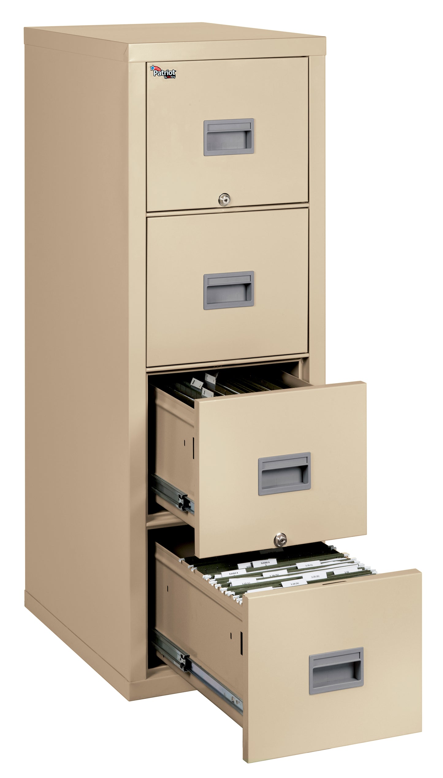 FireKing 1 Hour Fire Resistant 25" Depth File Cabinet with 4 Drawers Filing Letter or Legal Hanging Folders- Parchment