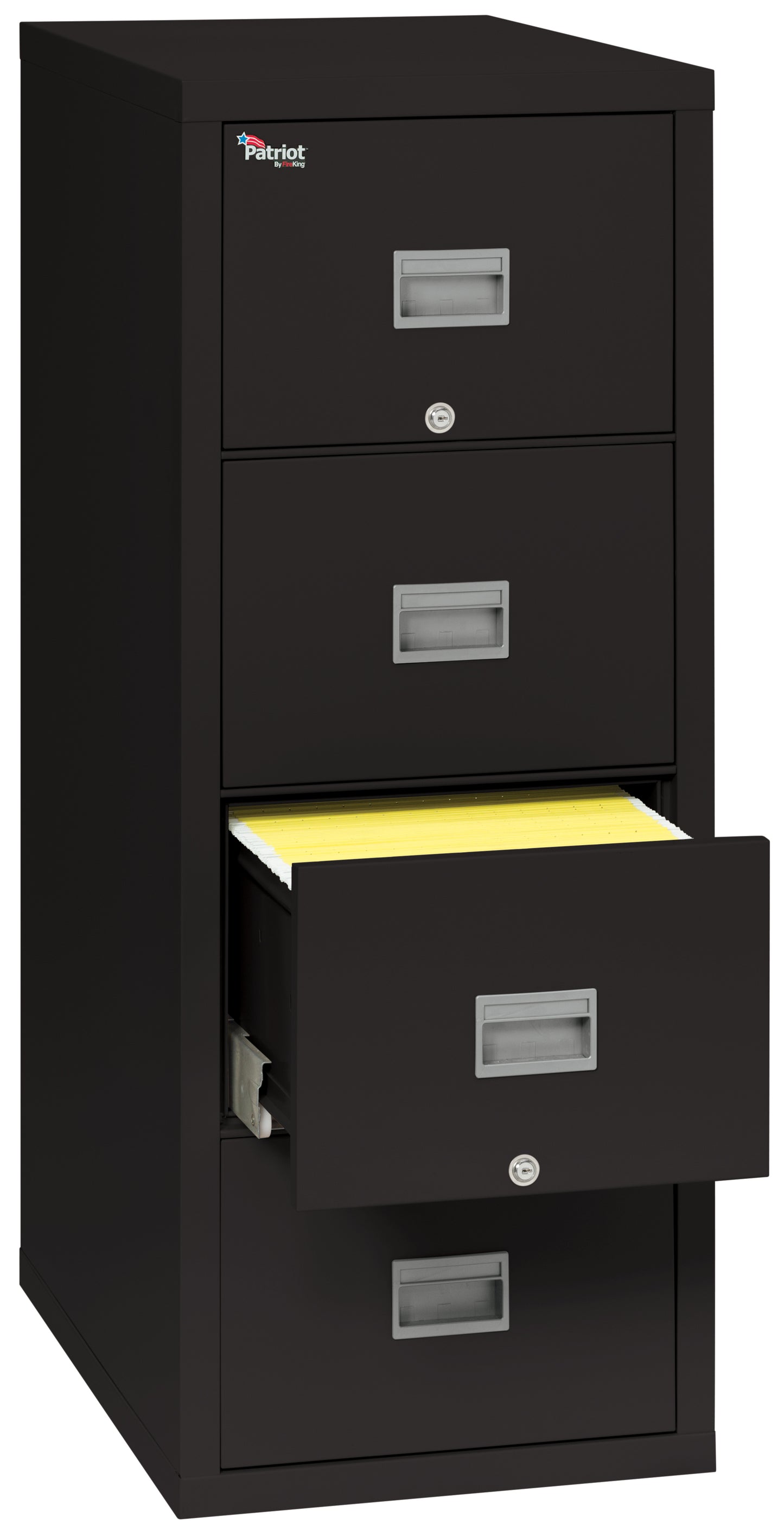 FireKing 1 Hour Fire Resistant 31" Depth File Cabinet with 4 Drawers Filing Letter Hanging Folders - Black