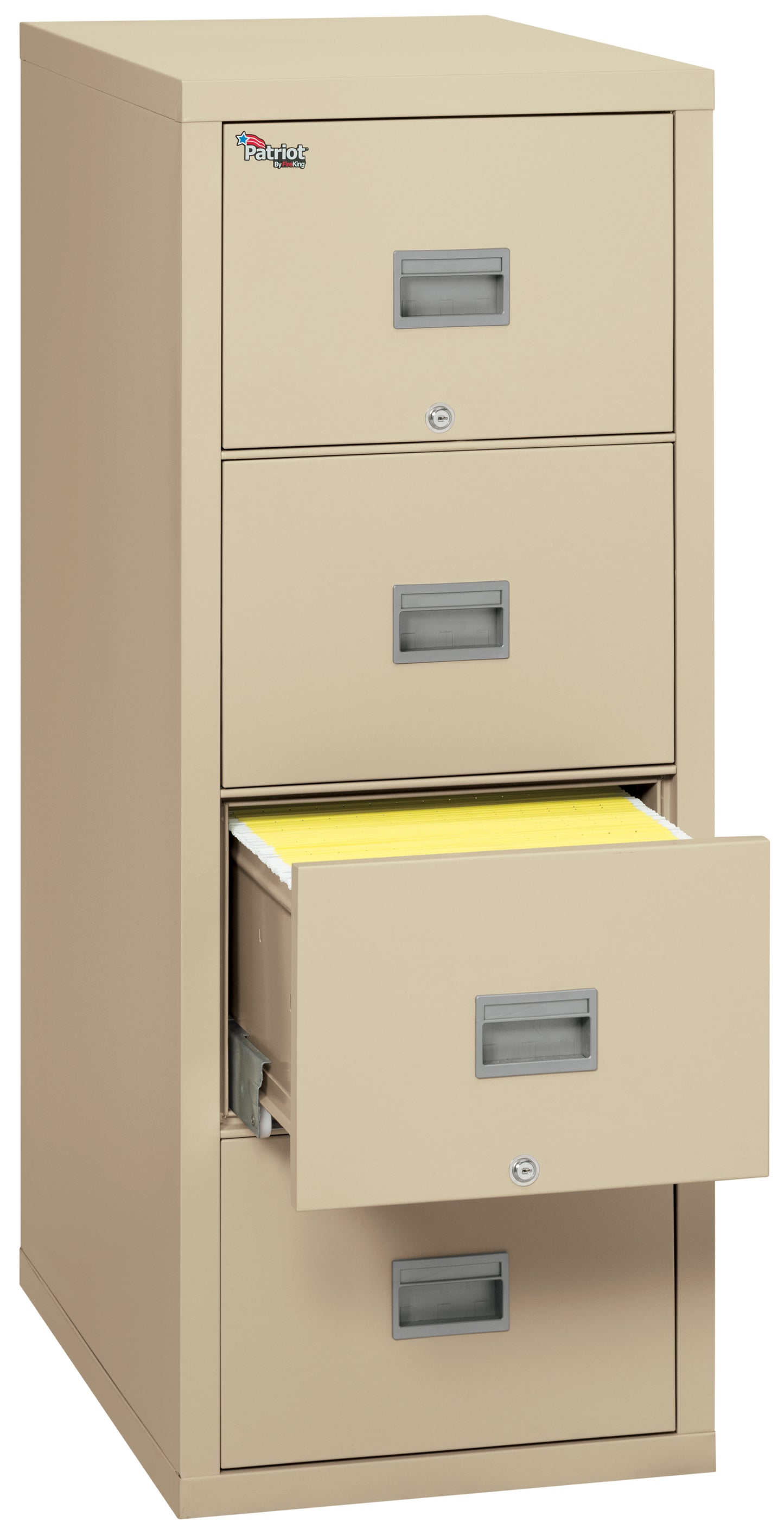 FireKing 1 Hour Fire Resistant 31" Depth File Cabinet with 4 Drawers Filing Letter Hanging Folders - Parchment