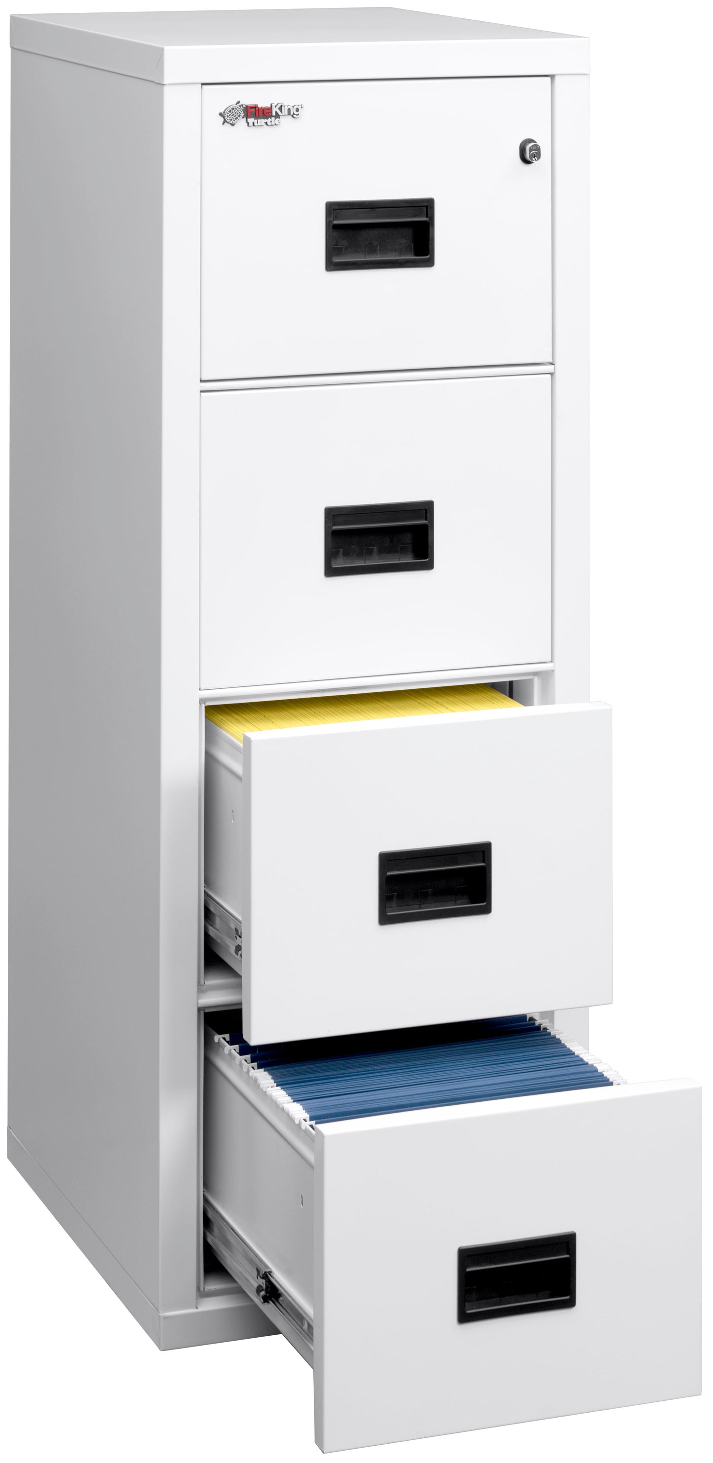 FireKing Fire Rated 4 Drawer 22" Depth Letter/Legal File Cabinet - Arctic White