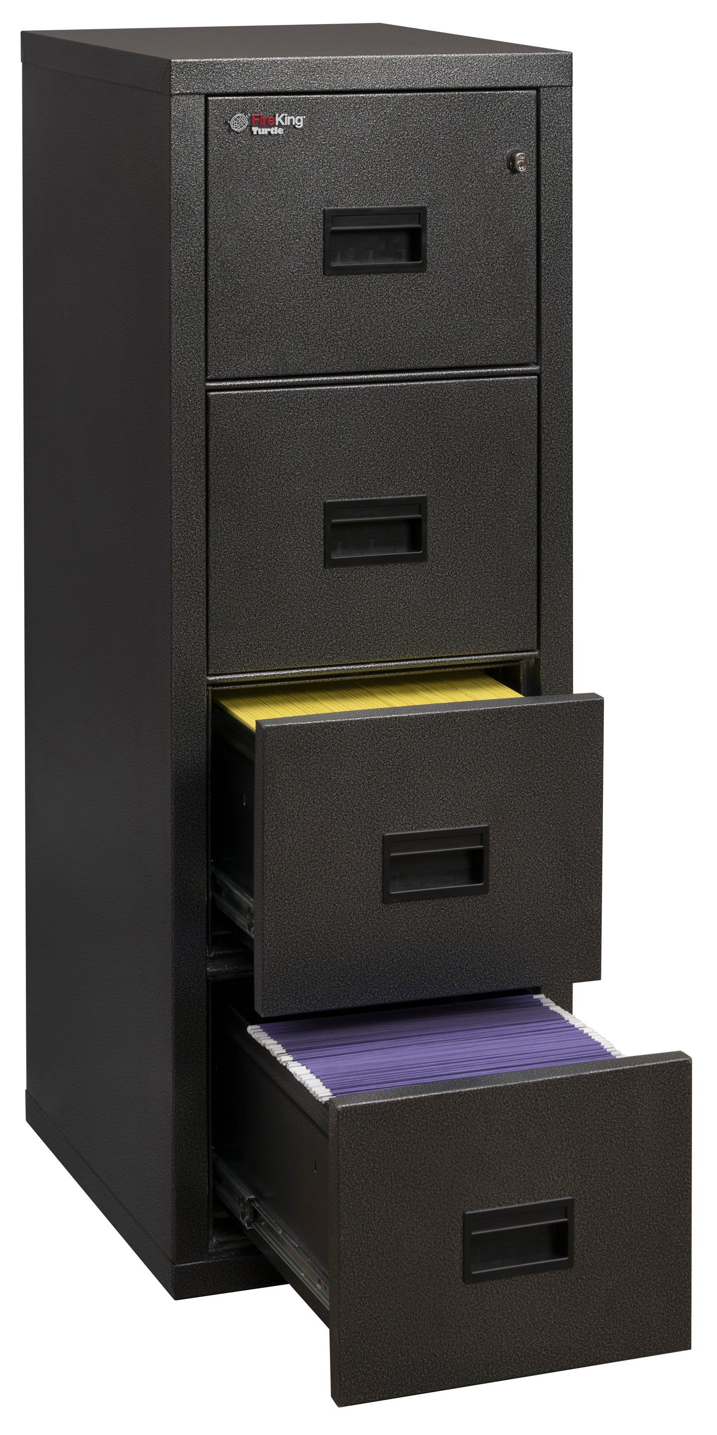 FireKing Fire Rated 4 Drawer 22" Depth Letter/Legal File Cabinet - Black Stone