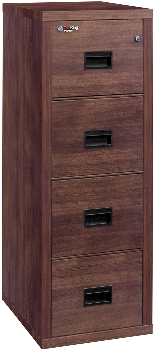 FireKing Fire Rated 4 Drawer 22" Depth Letter/Legal File Cabinet - Light Walnut