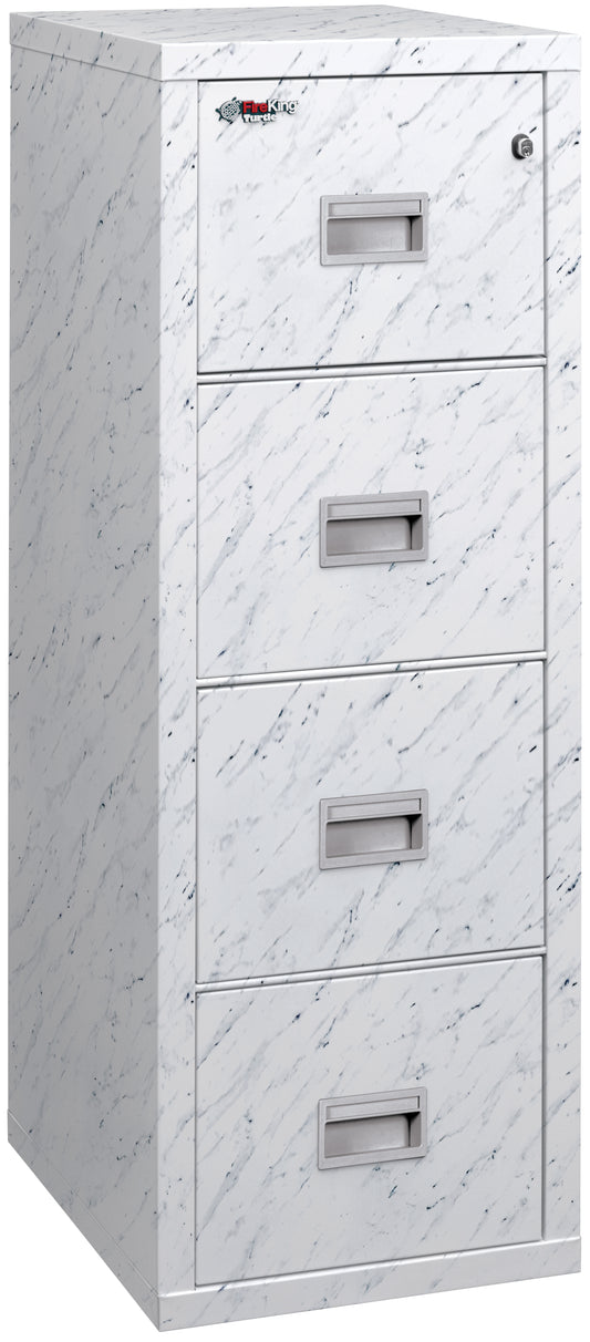 FireKing 1 Hour Fire Resistant File Cabinet - 4 Drawer Legal 25" Depth - Calcutta Marble