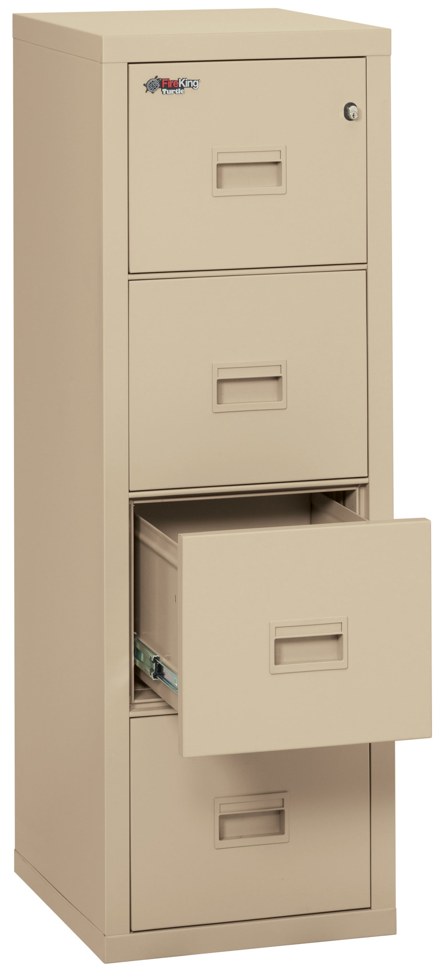 FireKing Fire Rated 4 Drawer 22" Depth Letter/Legal File Cabinet - Parchment