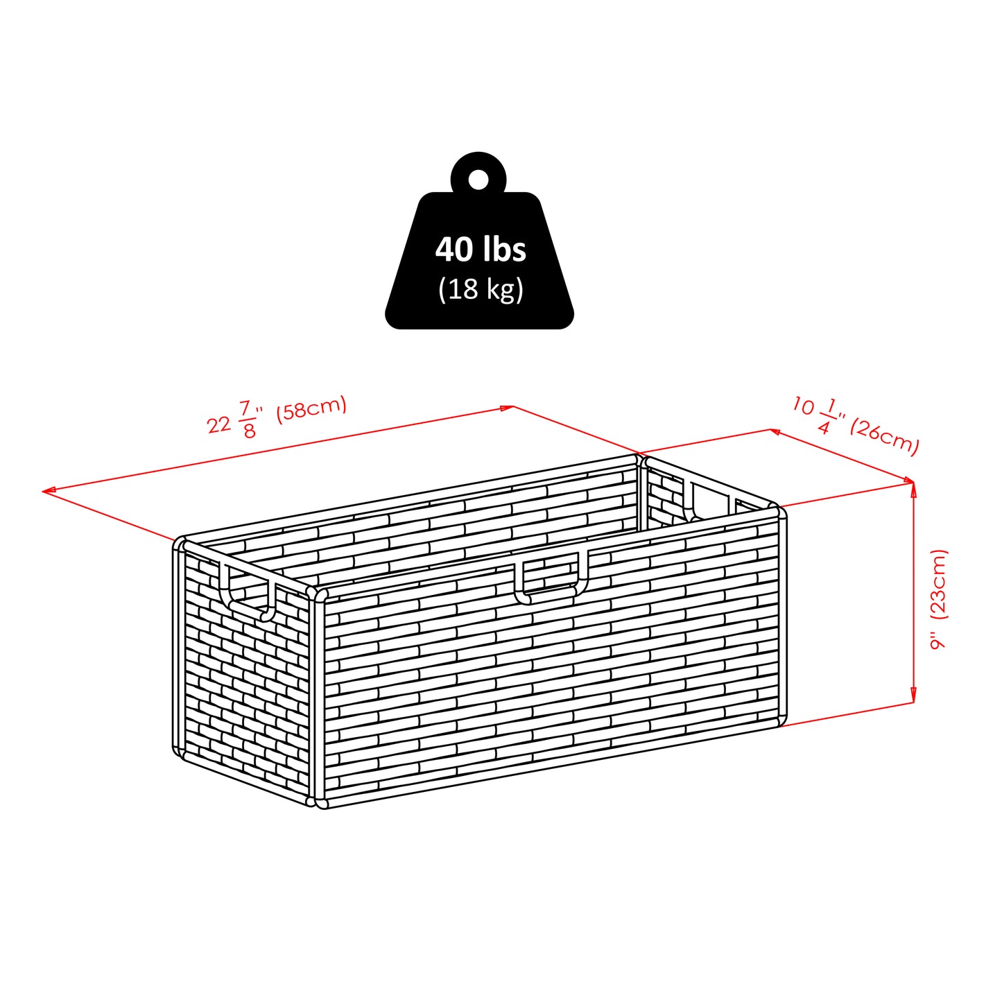 Milan 4-Pc Storage Shelf with 3 Wicker Baskets, Walnut