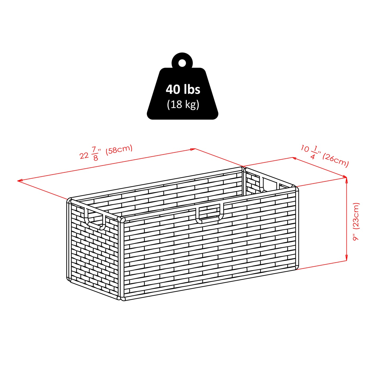 Milan 6-Pc Storage Shelf with 5 Wicker Baskets, Walnut