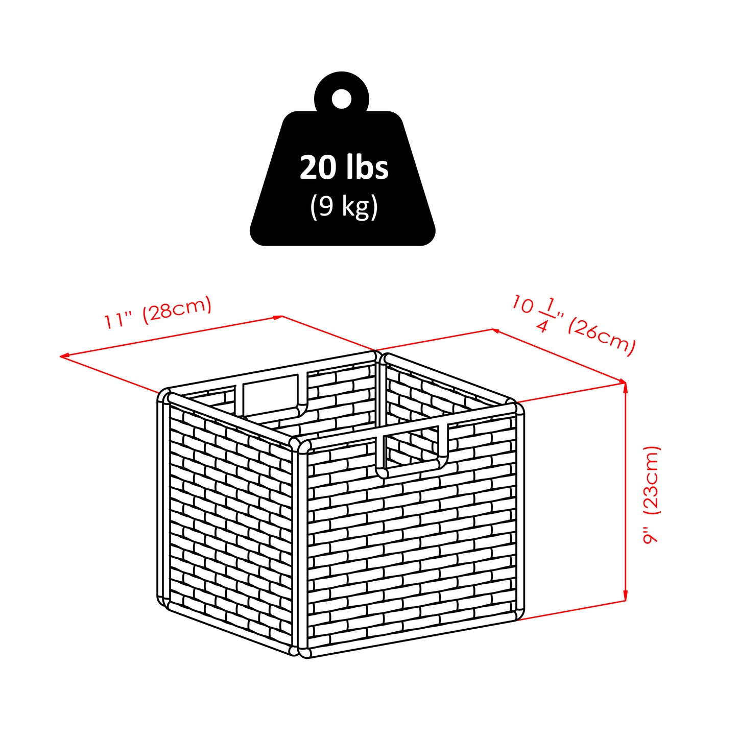 Milan 7-Pc Storage Shelf with 6 Wicker Baskets, Walnut