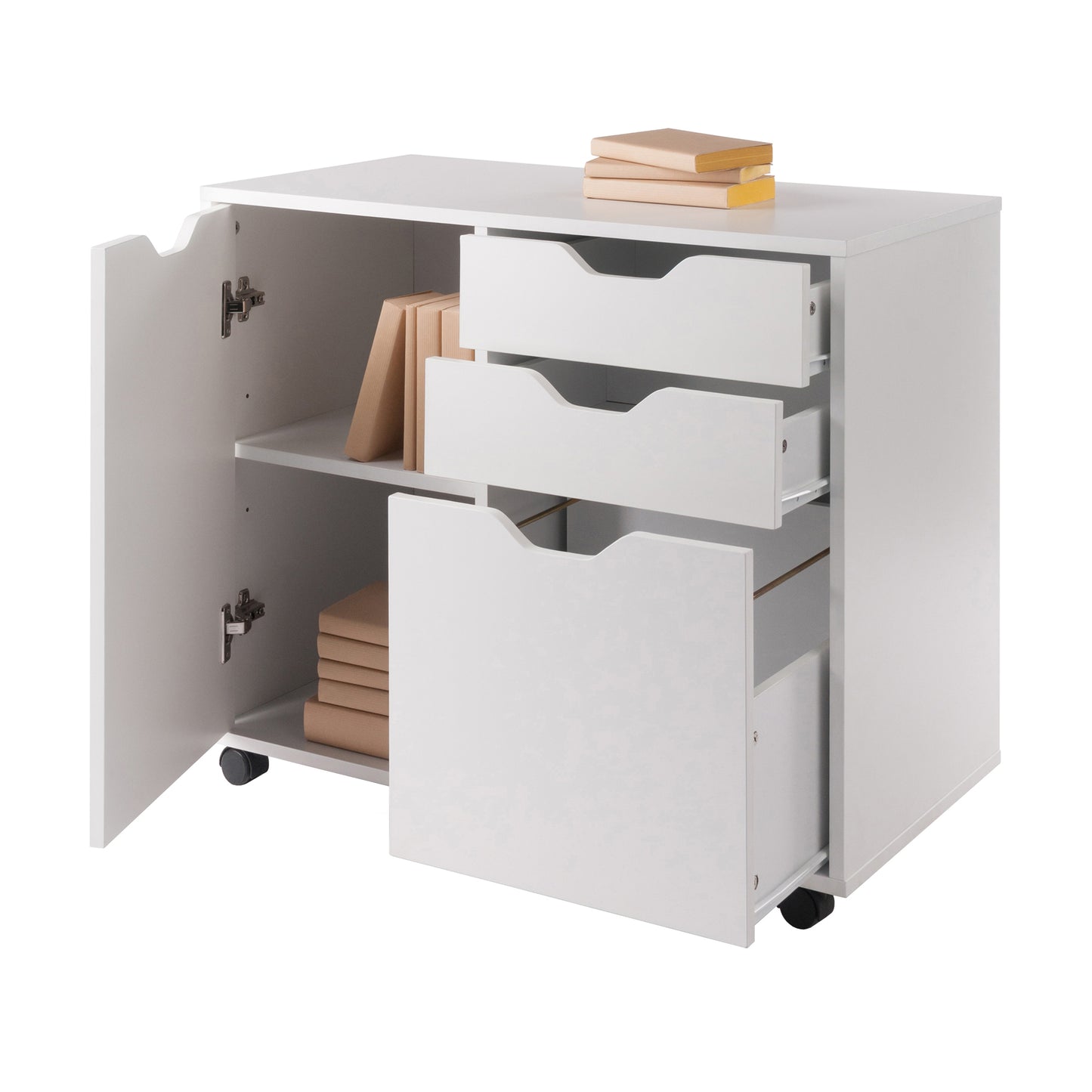 Halifax Wide Mobile Storage Cabinet, 2-Drawer, Filing Cabinet, White