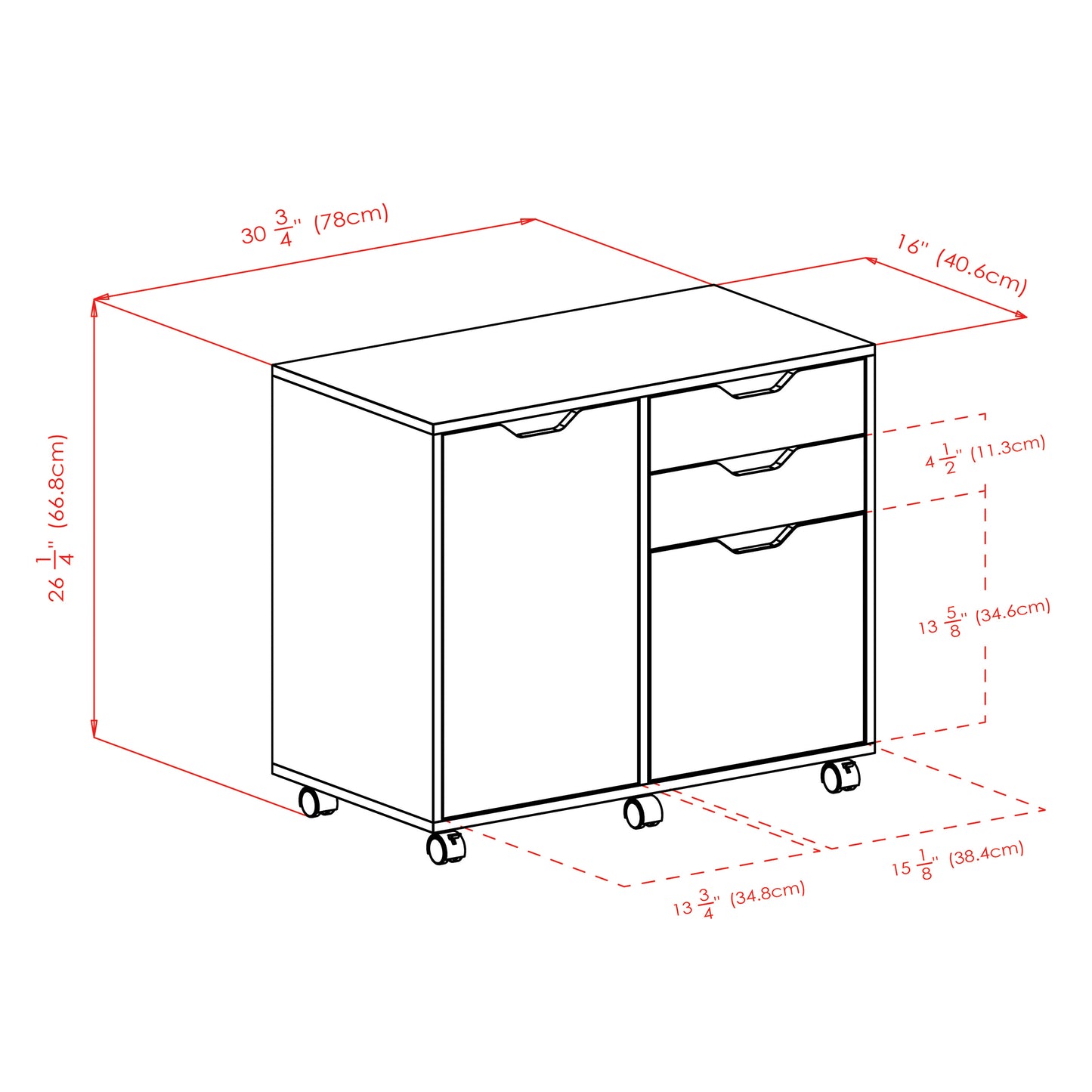 Halifax Wide Mobile Storage Cabinet, 2-Drawer, Filing Cabinet, White