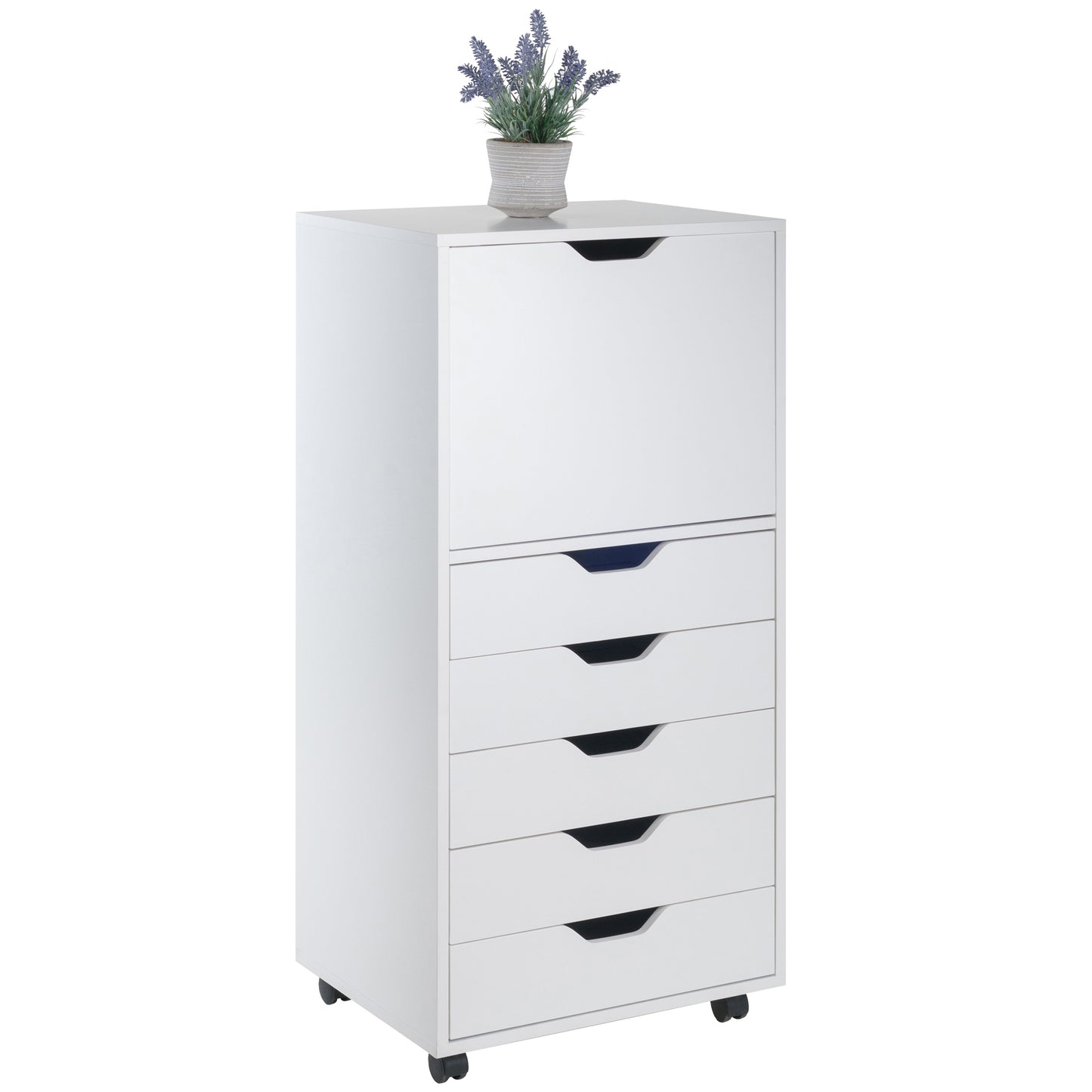 Halifax Tall Mobile Storage Cabinet, 5-Drawer, White