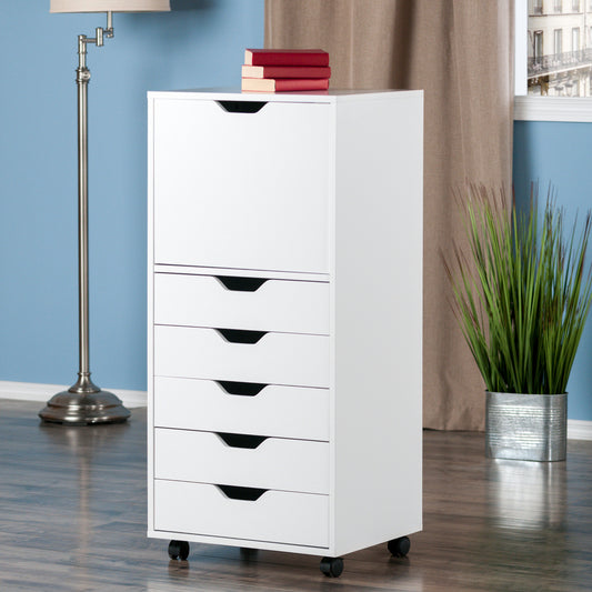 Halifax Tall Mobile Storage Cabinet, 5-Drawer, White