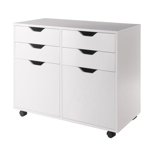 Halifax Wide 2-Door Mobile Storage Cabinet, 4-Drawer, White