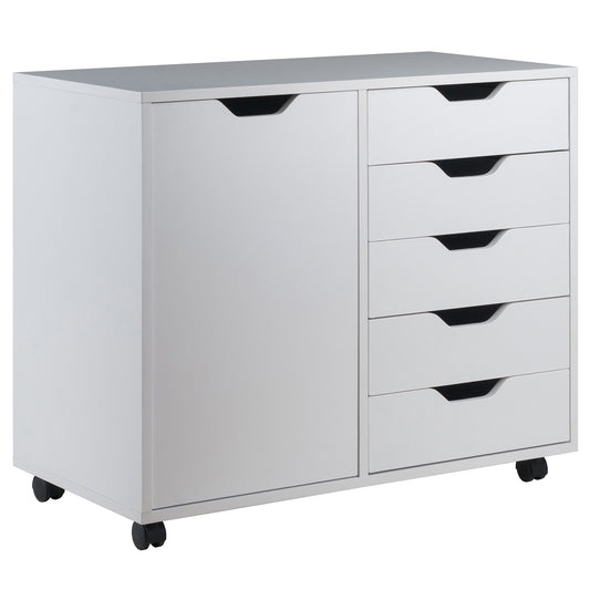 Halifax Wide Mobile Storage Cabinet, 5-Drawer, White